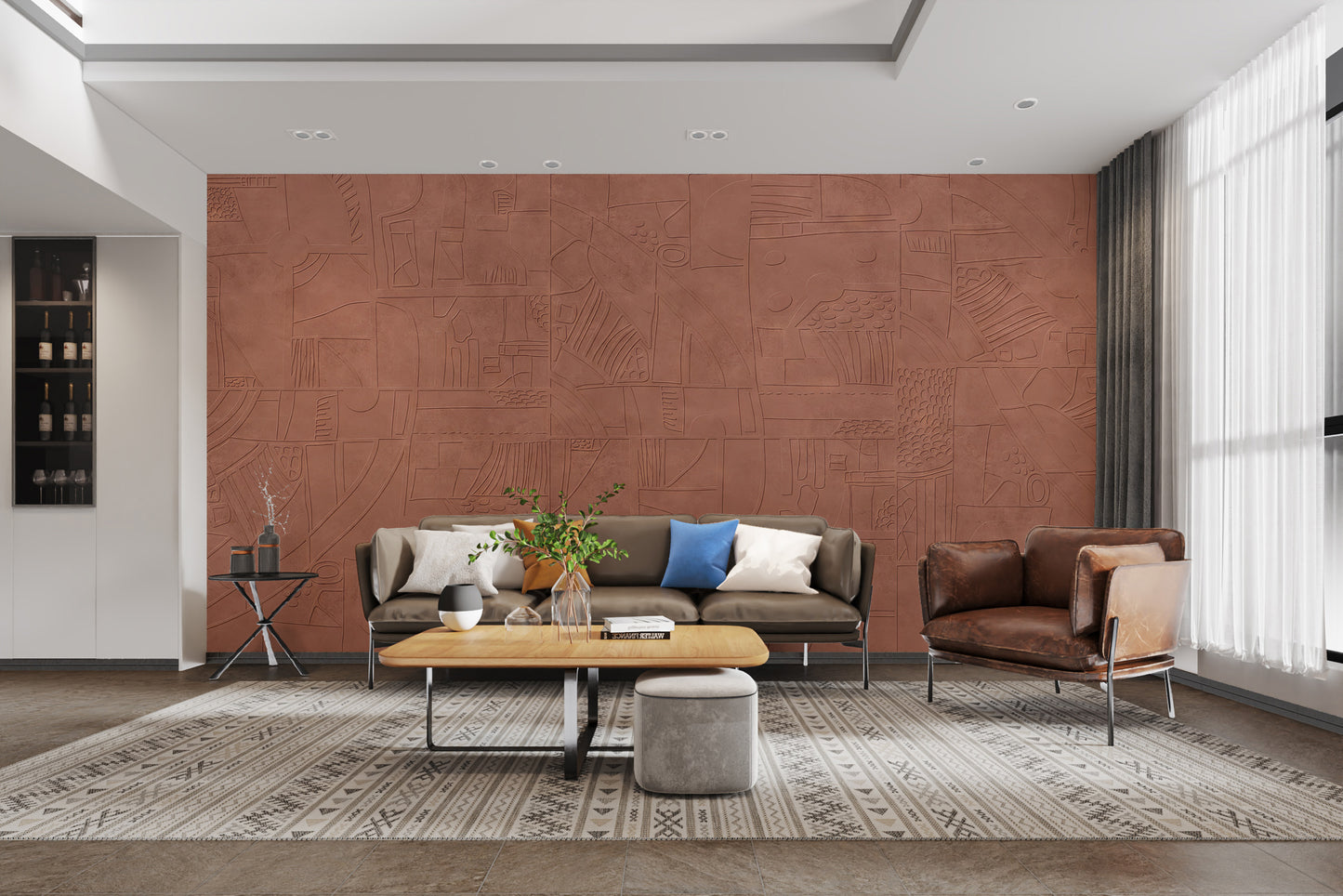 Modern Terracotta Textured Wallpaper Mural