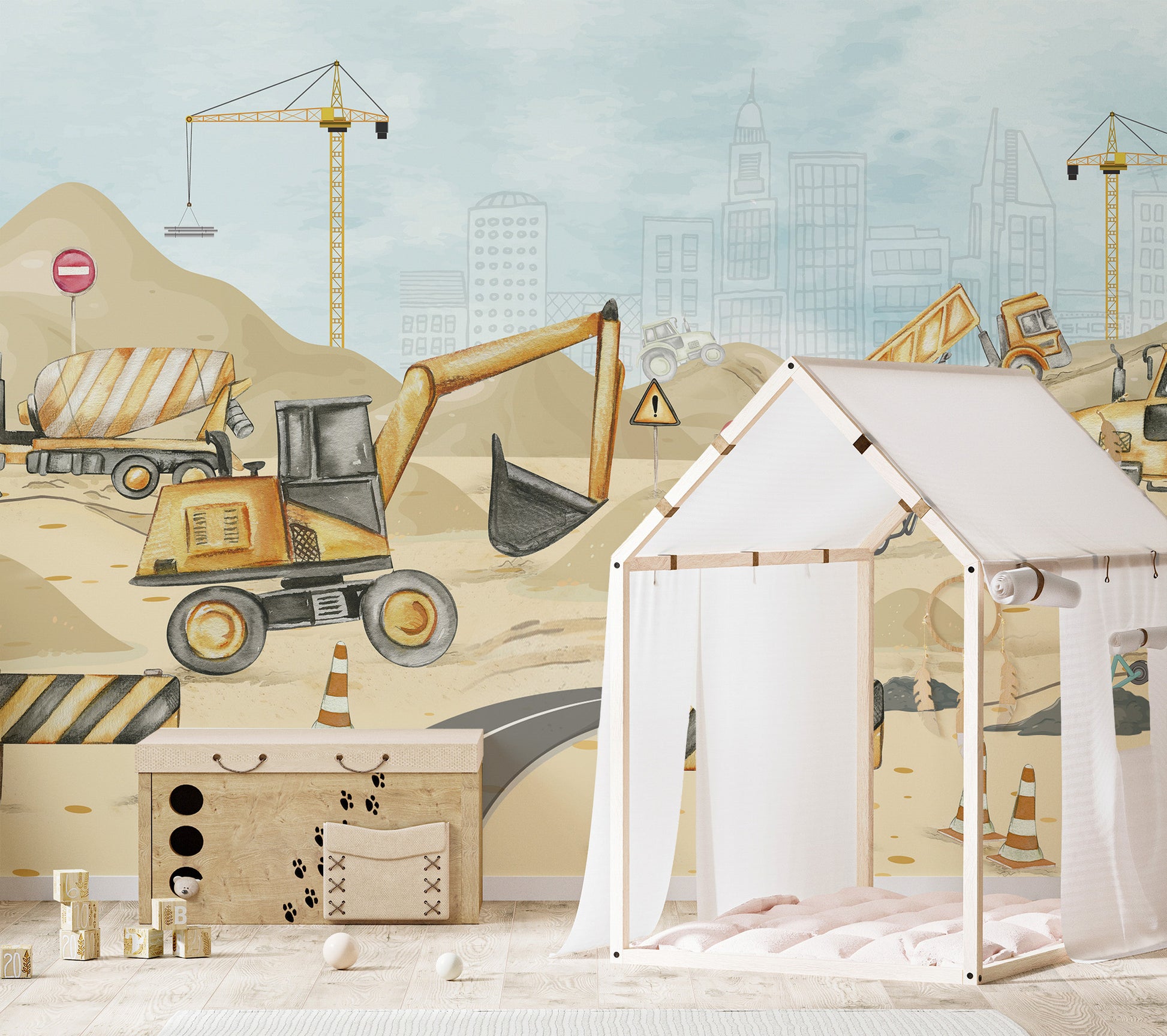 Construction Yard Mural for kids' walls