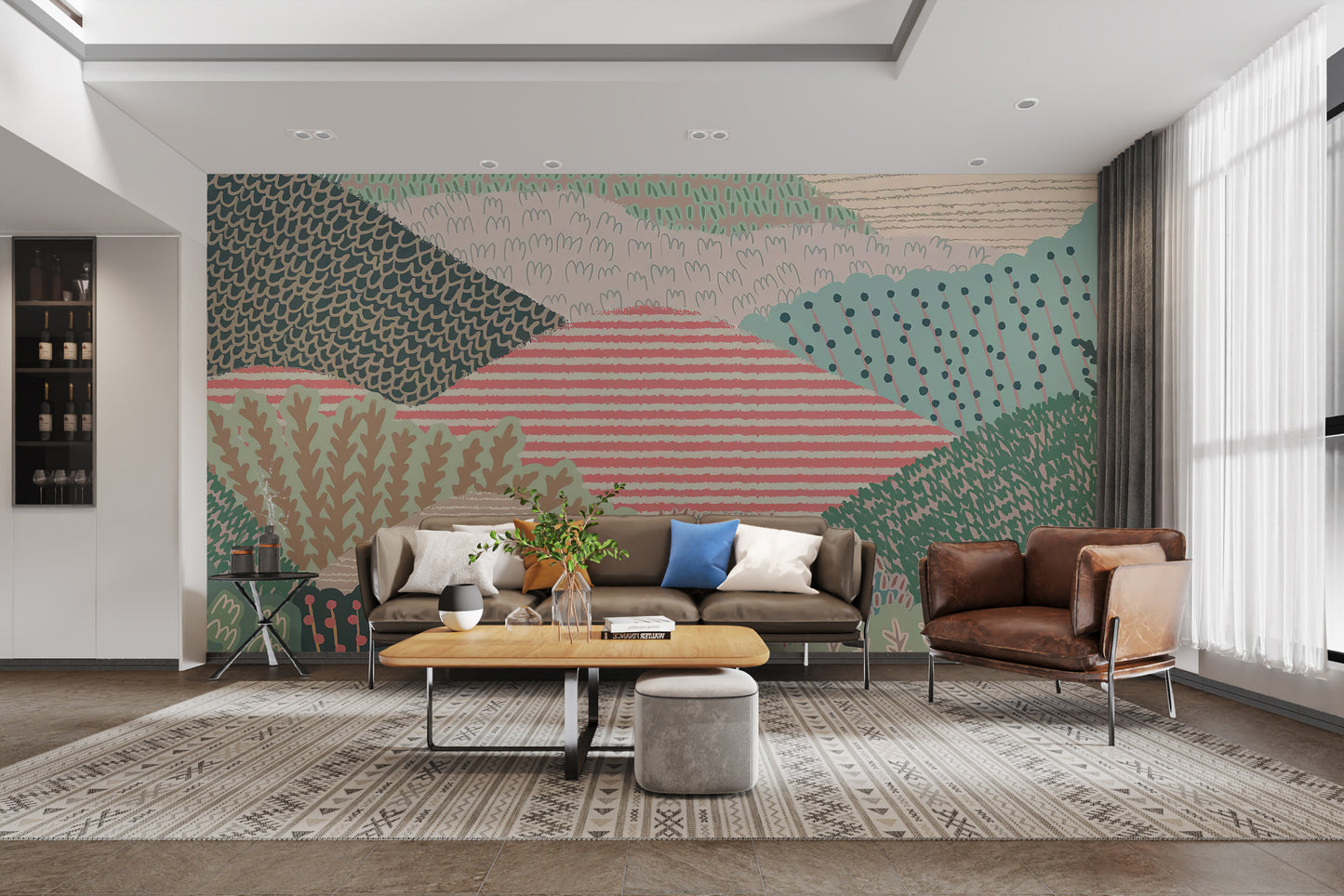 Vibrant hills mural adding energy to any interior space
