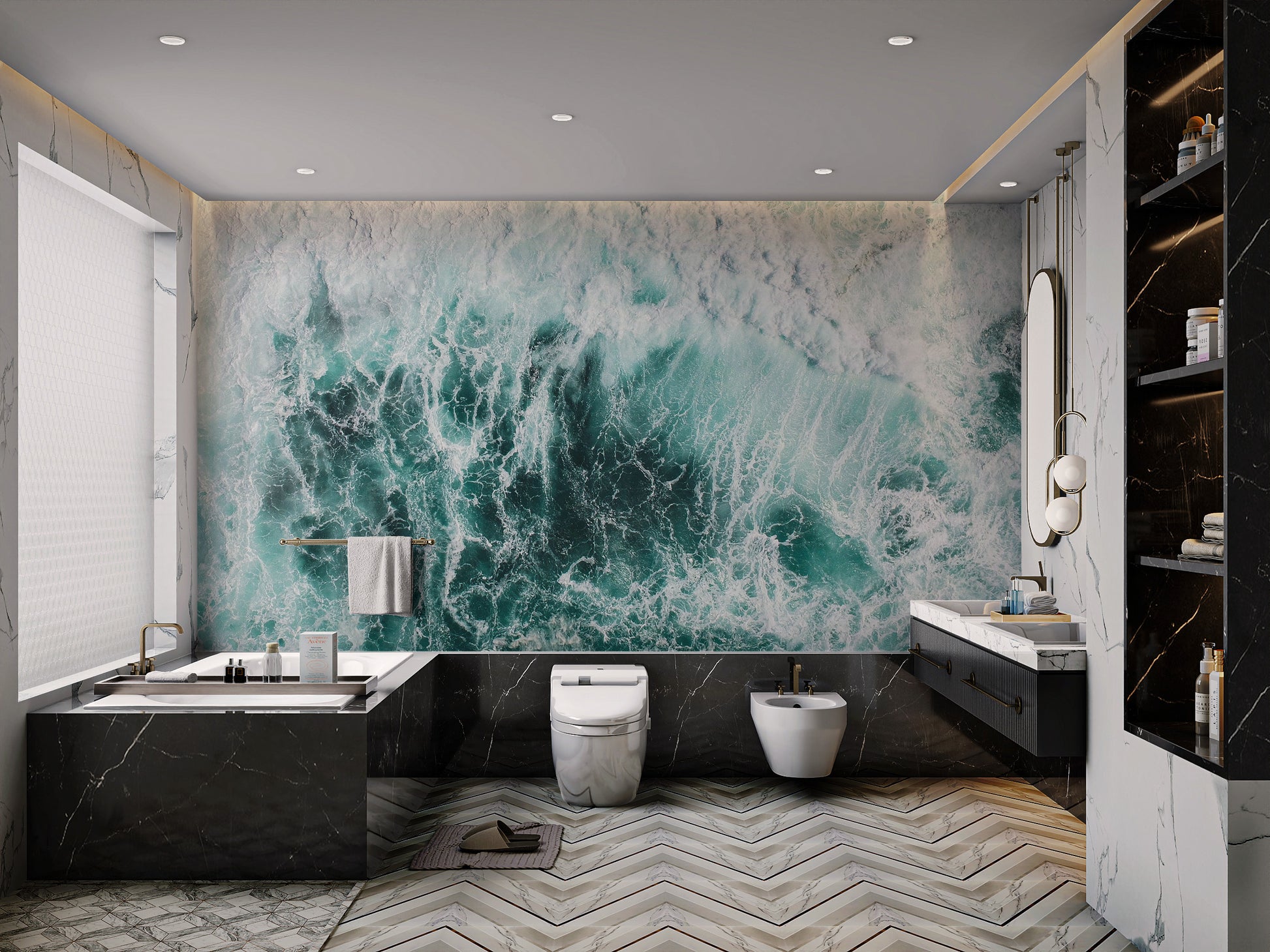 Refreshing ocean-inspired wallpaper with fluid waves