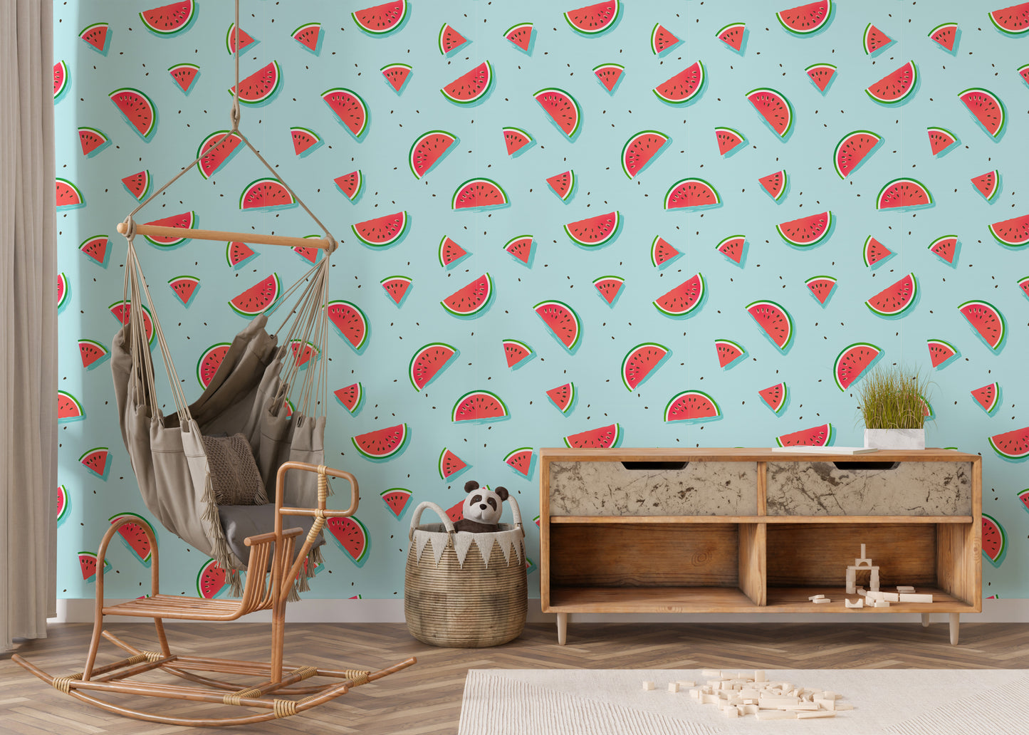 Watermelon fruit pattern wallpaper design
