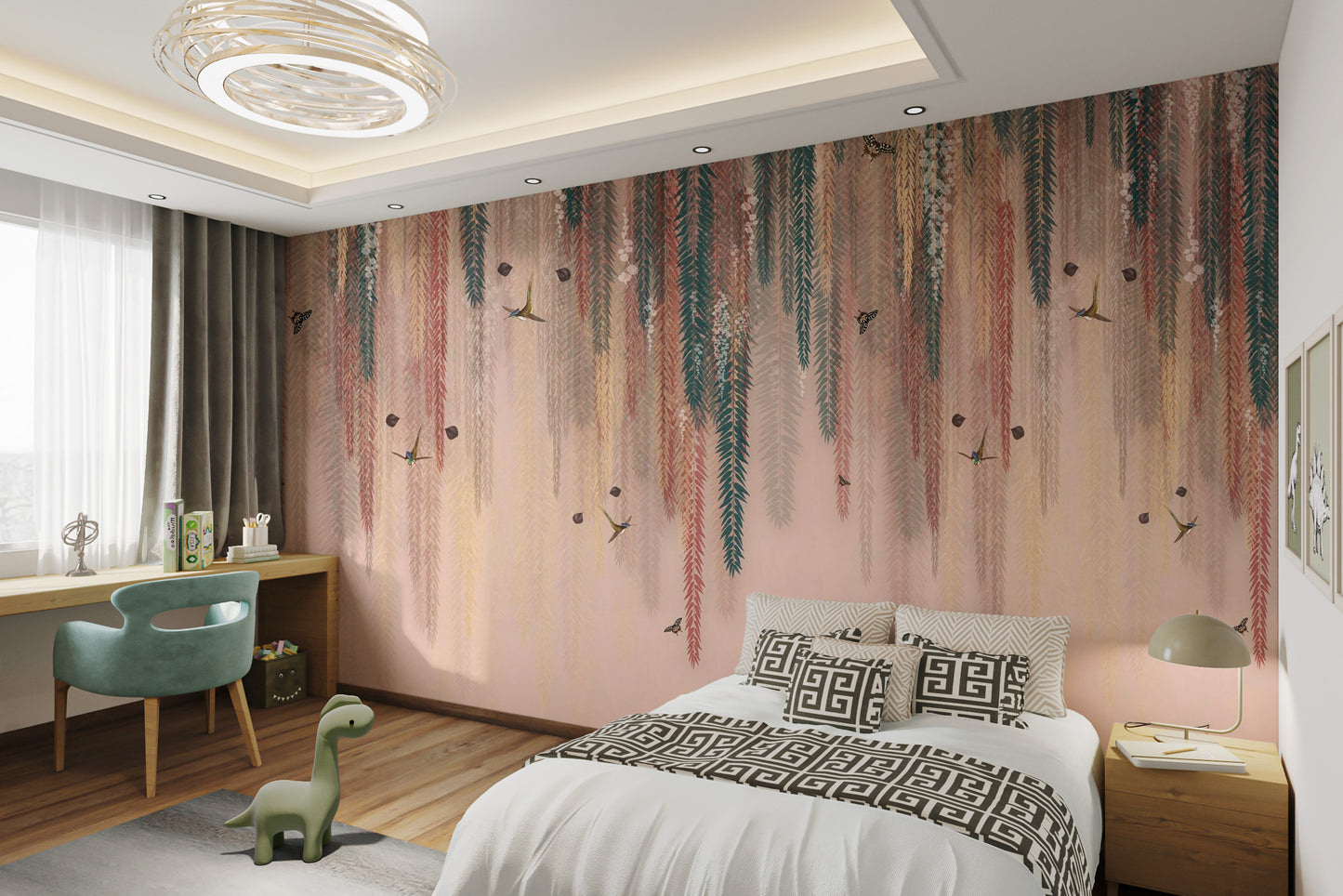 Colorful Leaves Hanging Wallpaper Mural