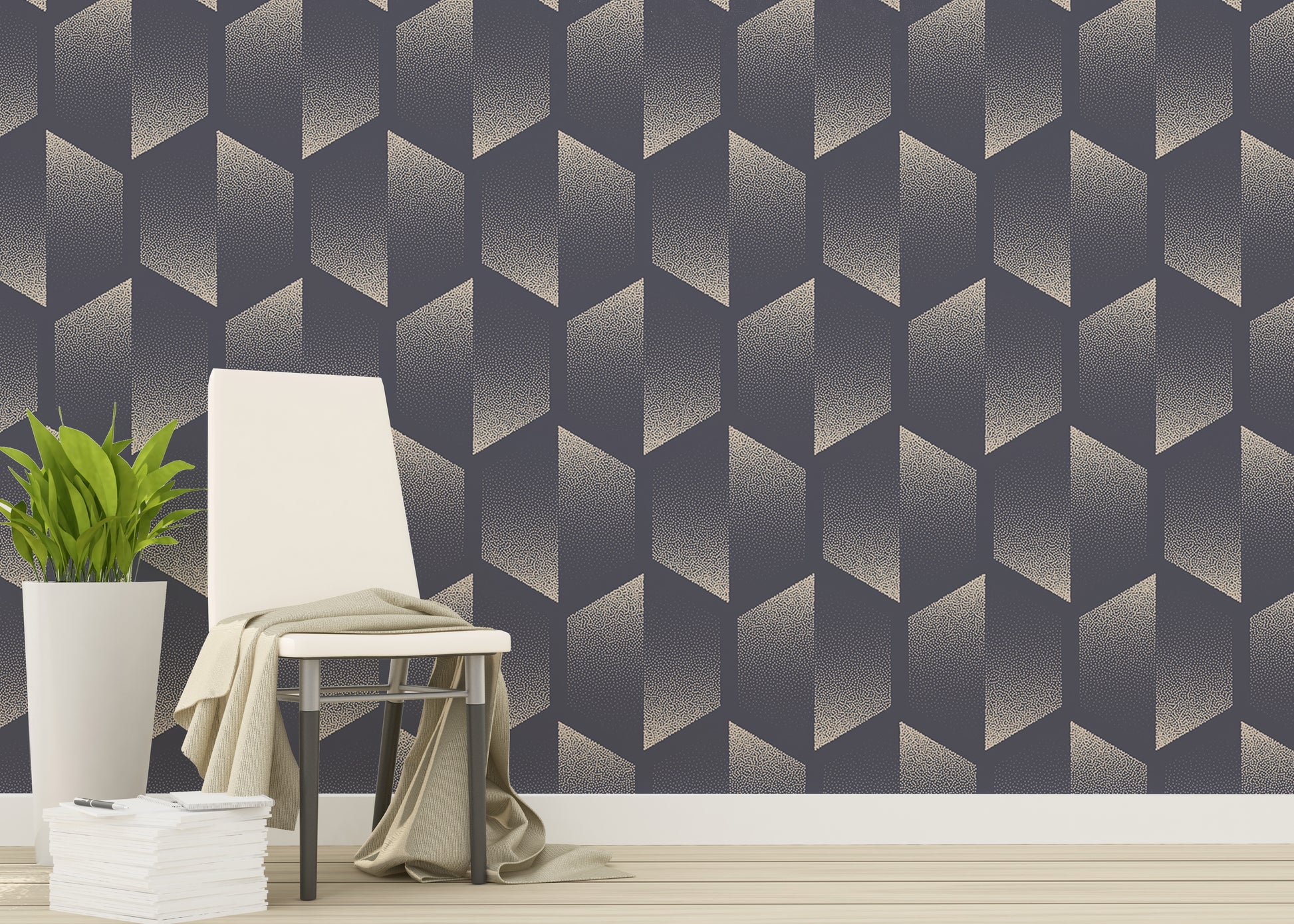 Elegant hexagon pattern Deco wallpaper design.