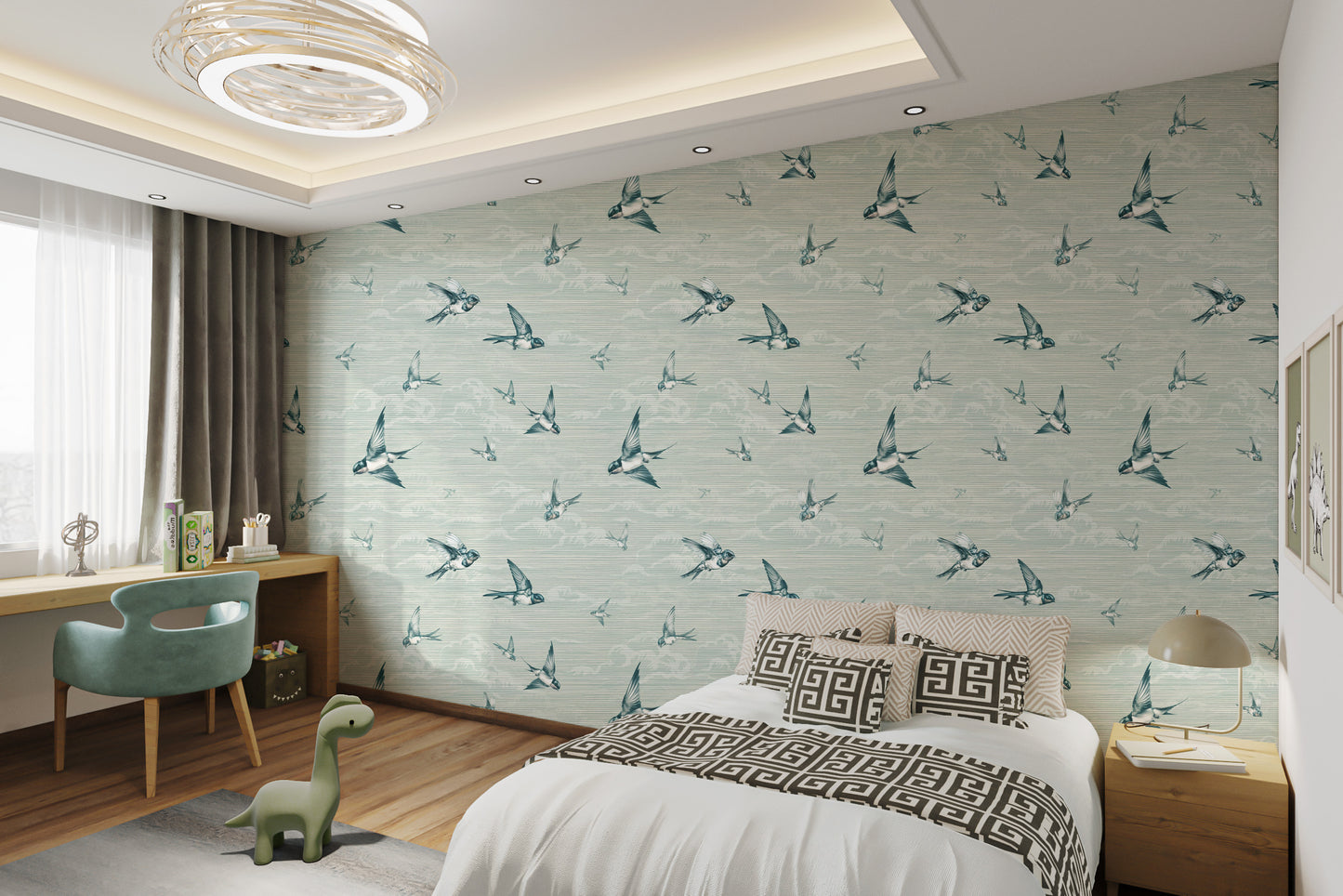 Peaceful Blue Birds Wallpaper Mural