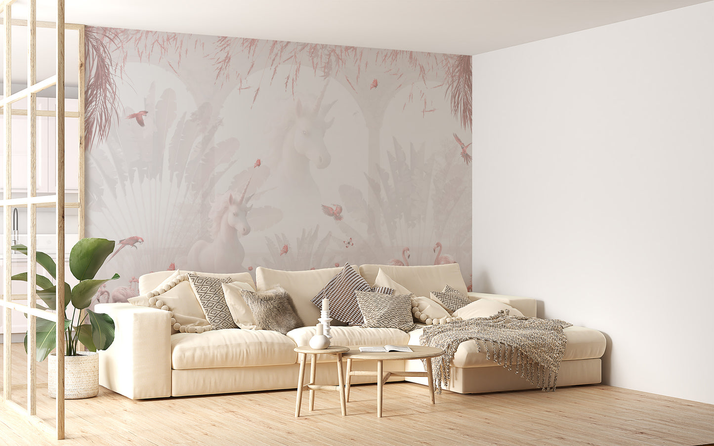 Pink Waterfall Dream Wall Mural for a serene vibe