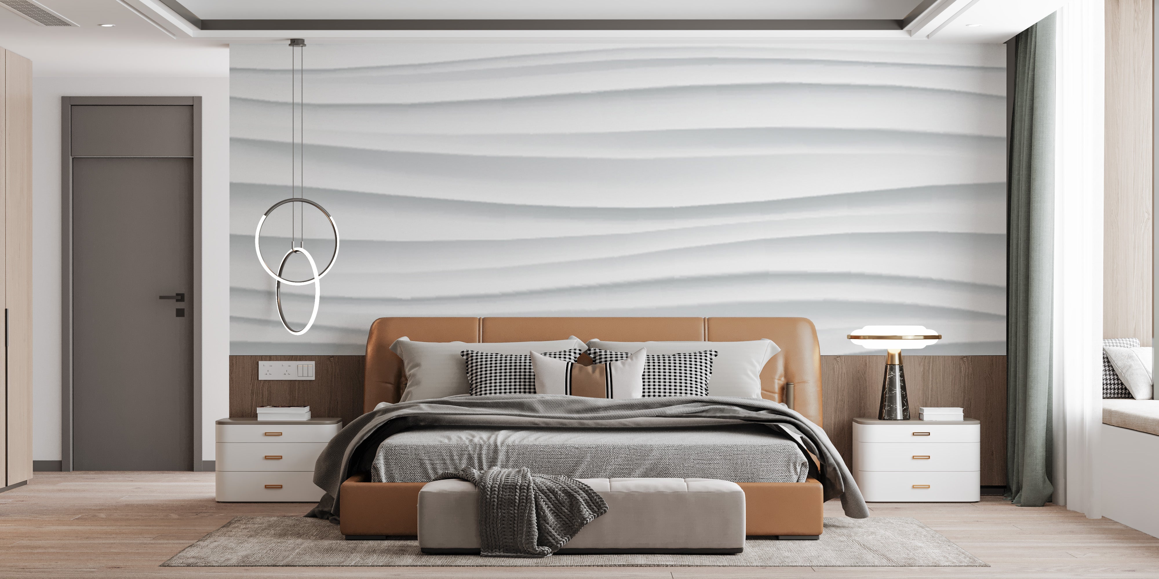 Elegant 3D wave marble wallpaper mural
