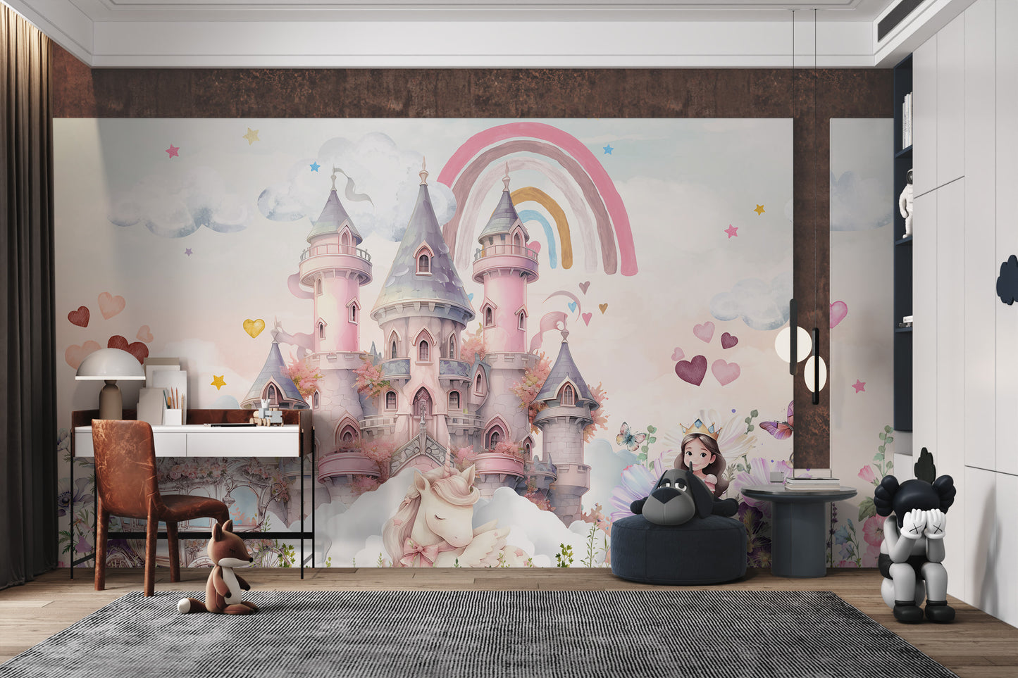 Princess Castle Unicorn Rainbow Wallpaper