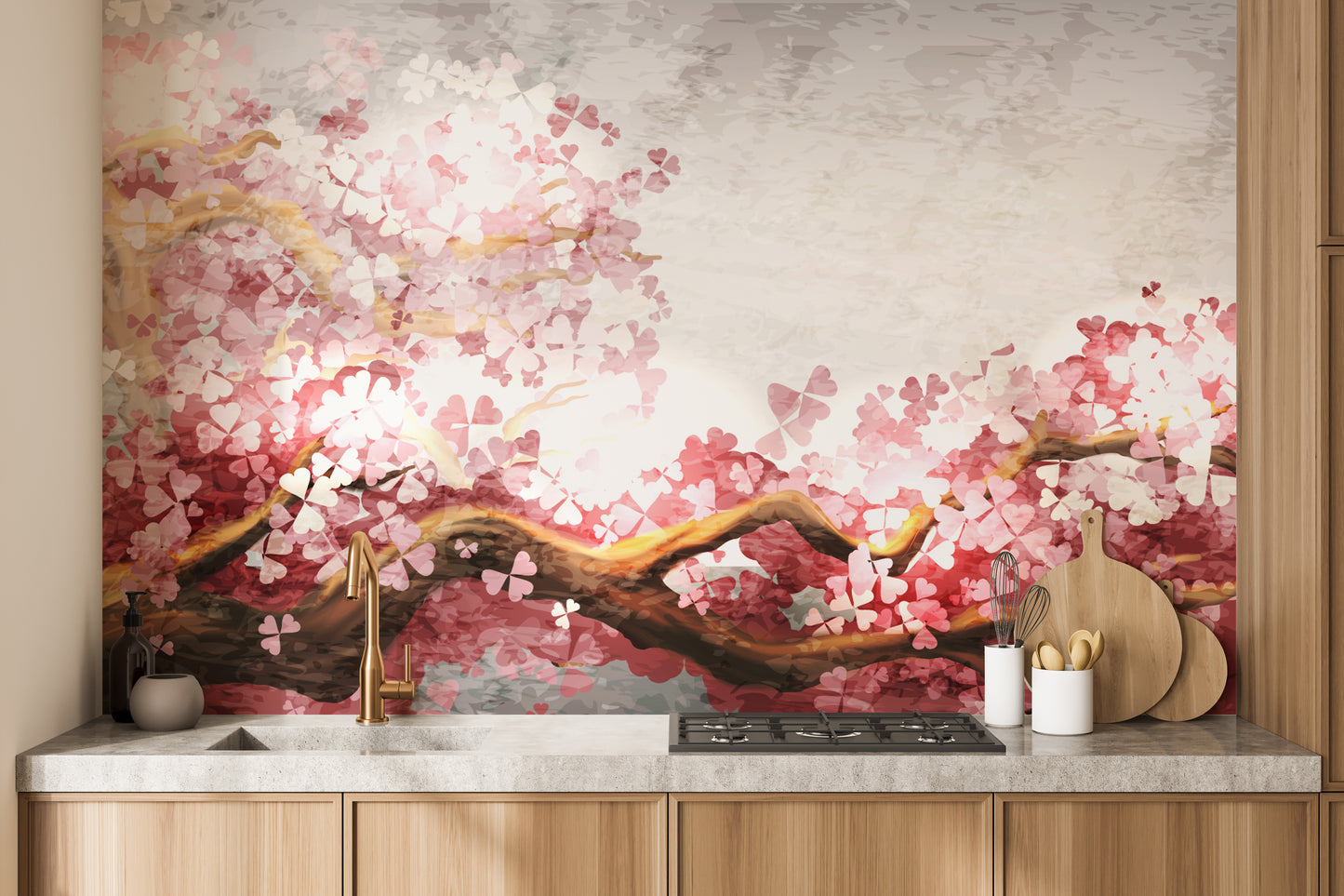 Elegant cherry blossom mural for decor
