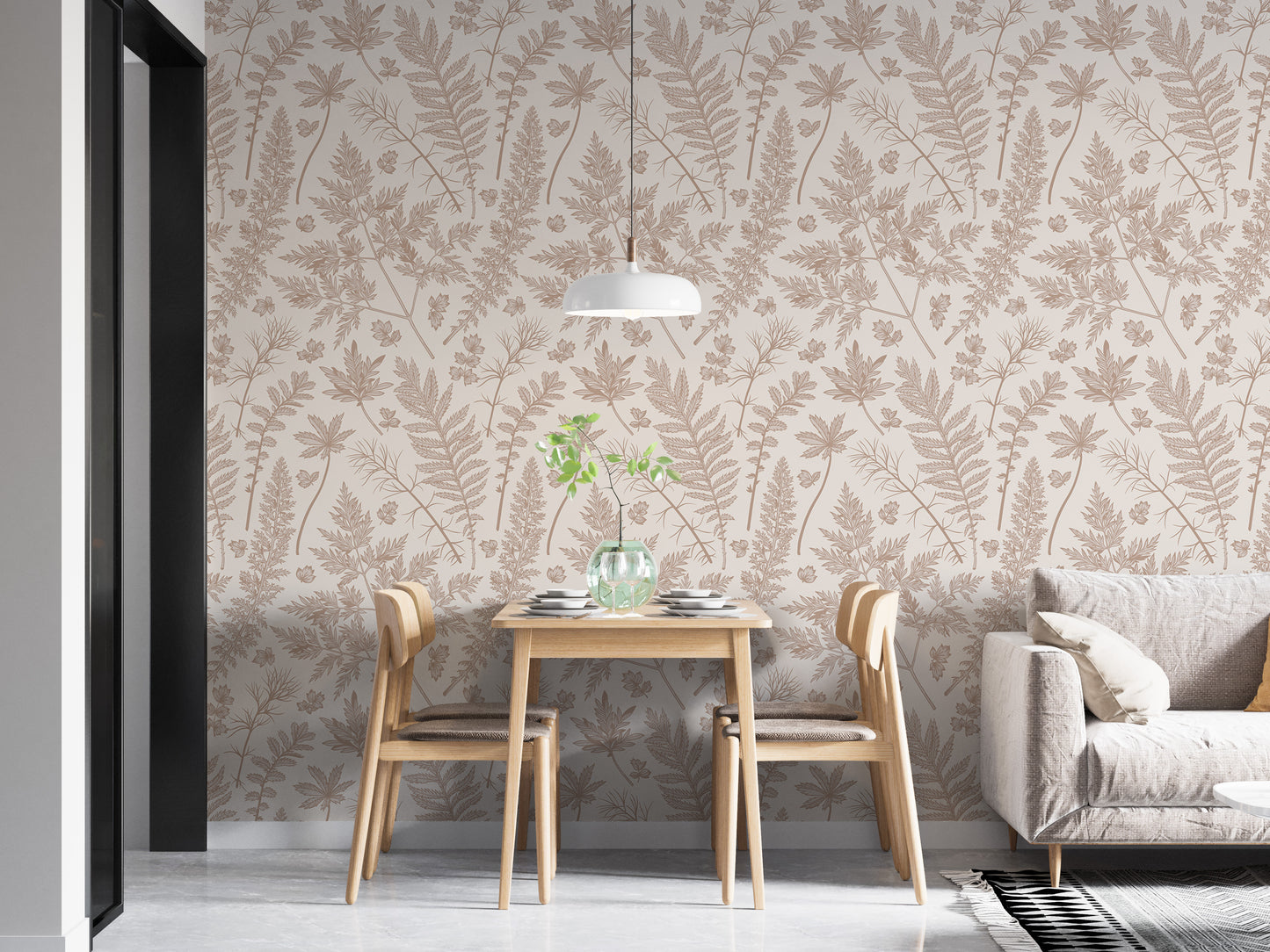 Vertical Seamless Pattern Herbs Pastel Color Leaves Wallpaper