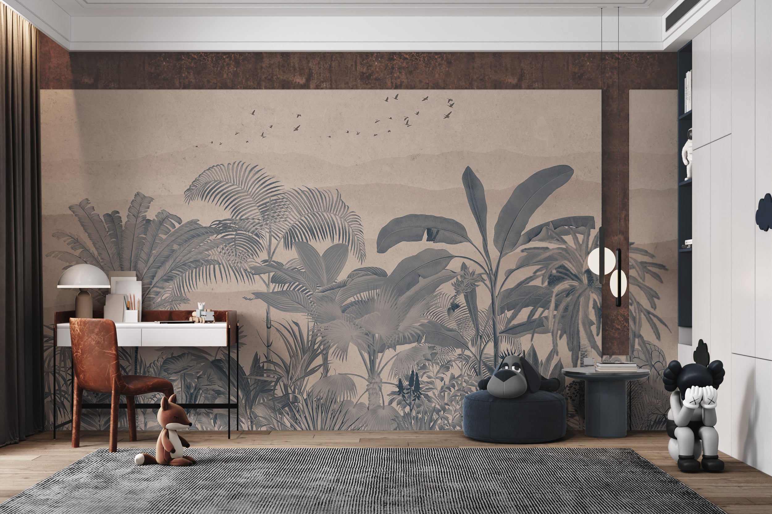 Brown Tropical Jungle Wall Mural