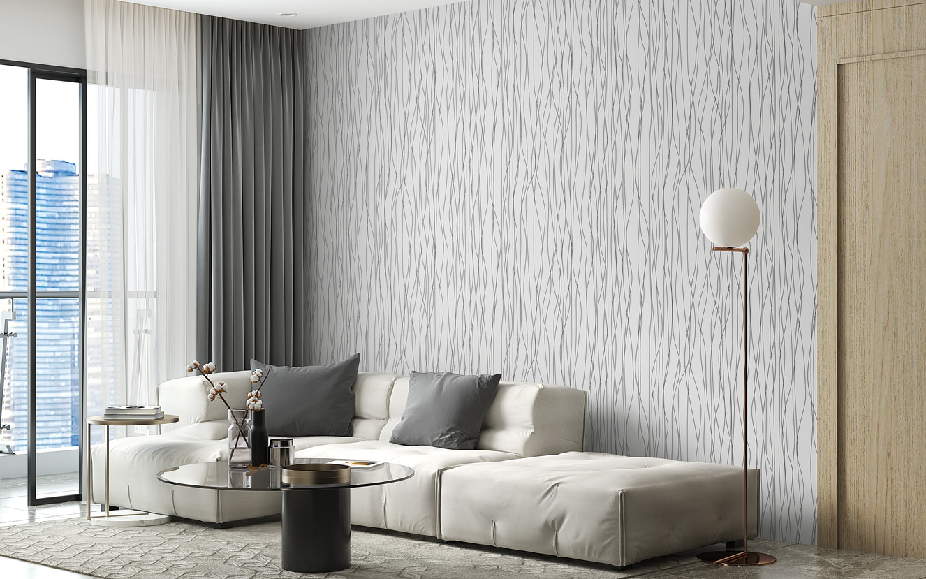 Minimalist black curved wallpaper mural
