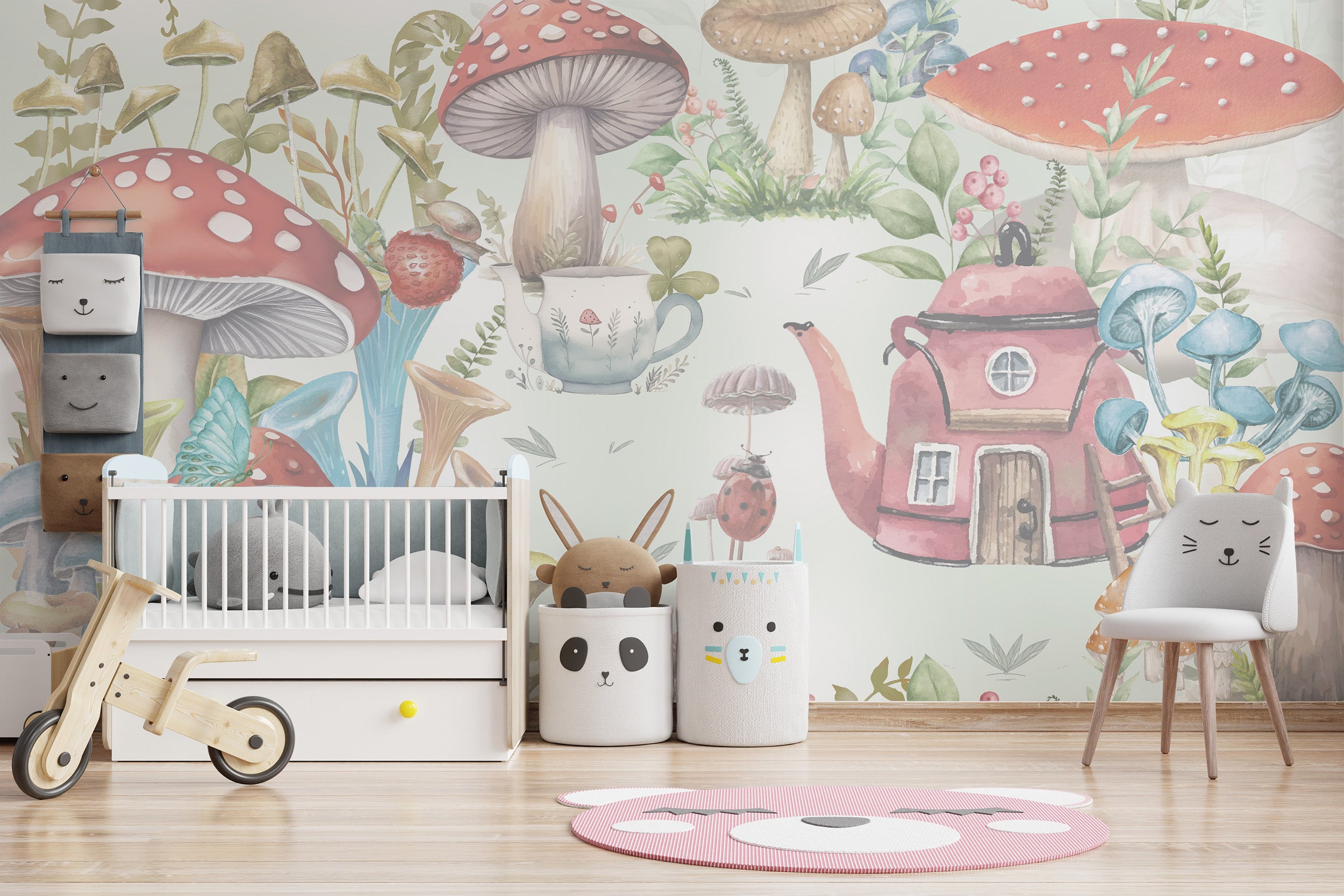 Fun Mushroom Village Wallpaper Mural for Kids