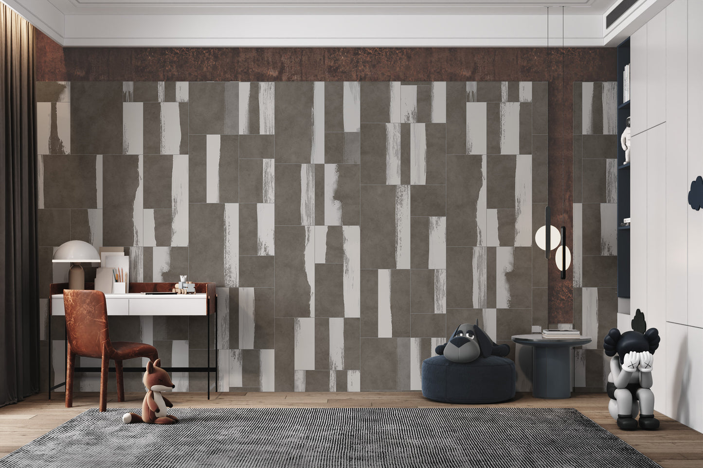 Modern Abstract Geometric Tile Pattern Wallpaper