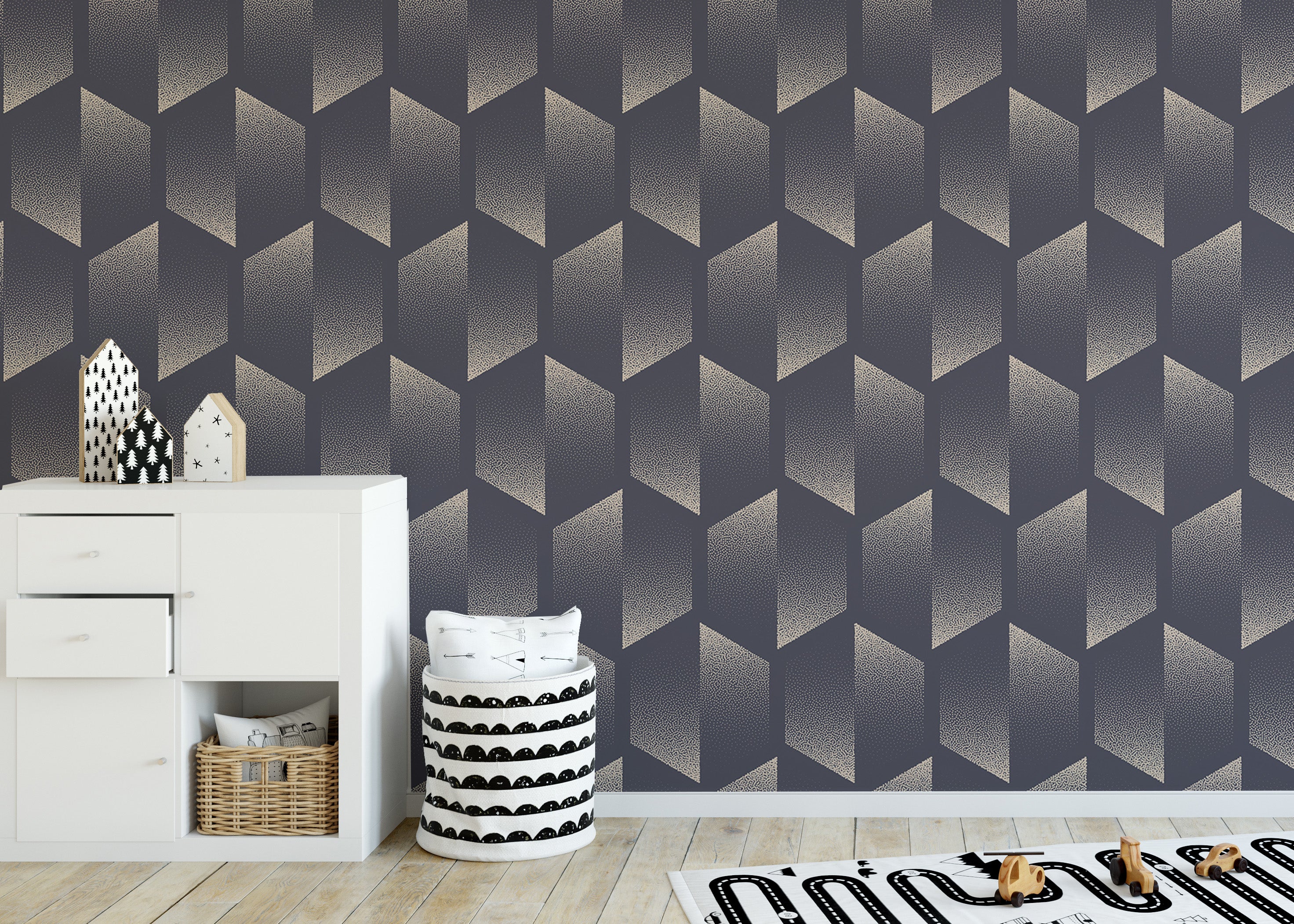 Stylish old-fashioned Deco hexagon wall patterns.