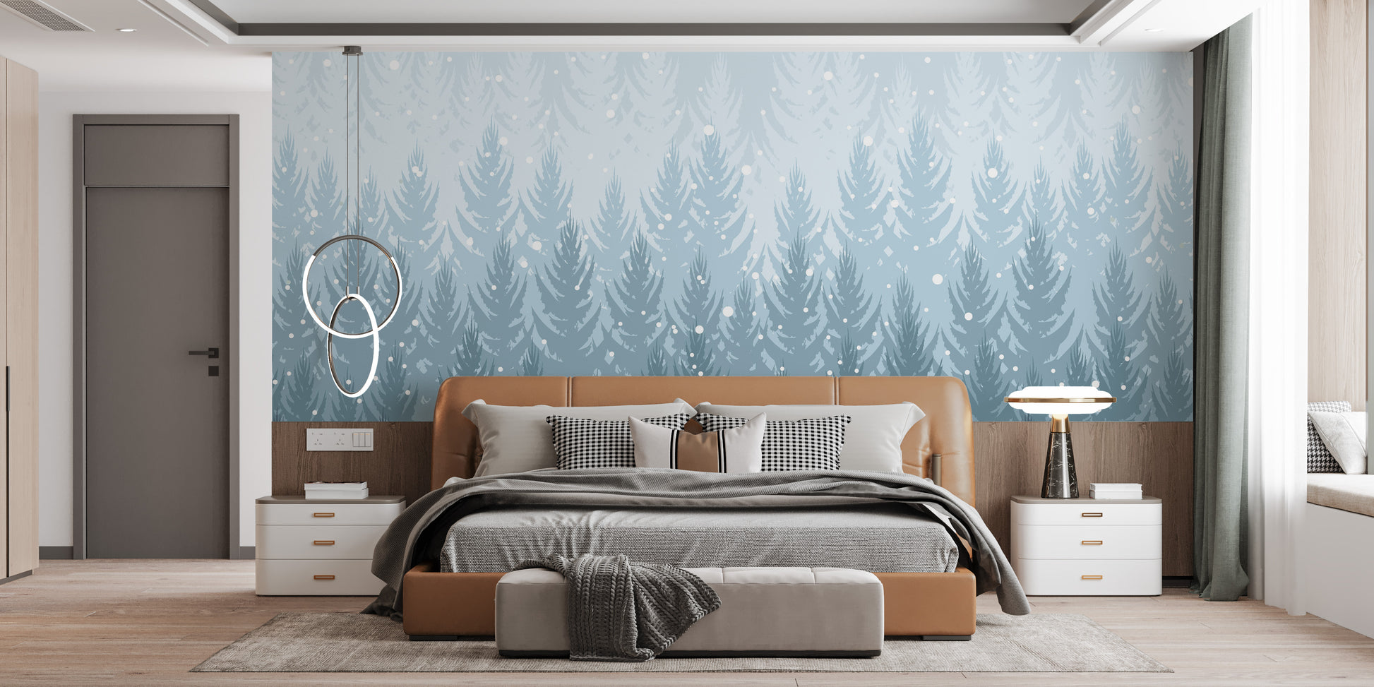 Forest-themed wallpaper with a tropical twist
