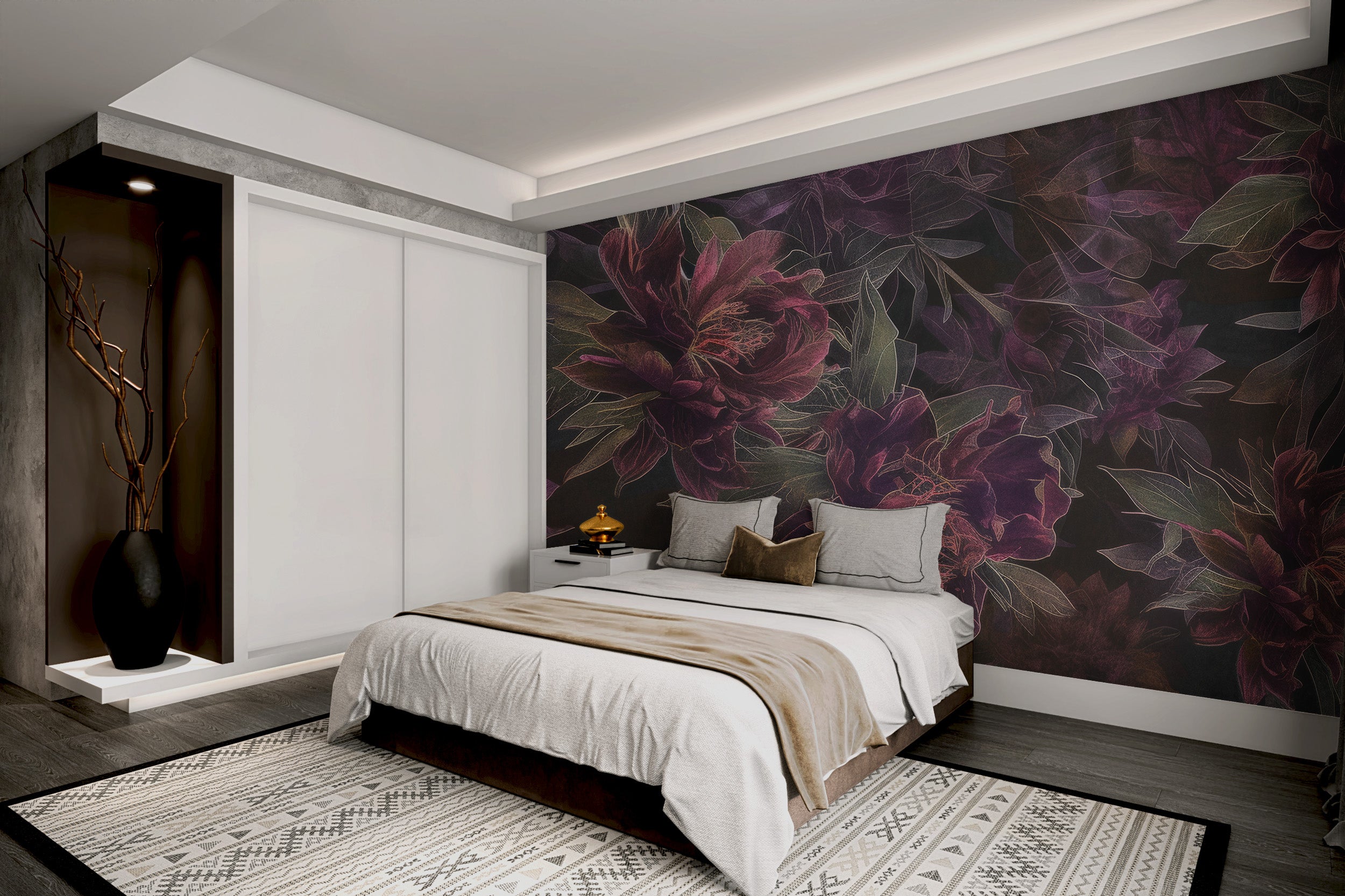 Elegant floral aesthetic with dark botanical elements
