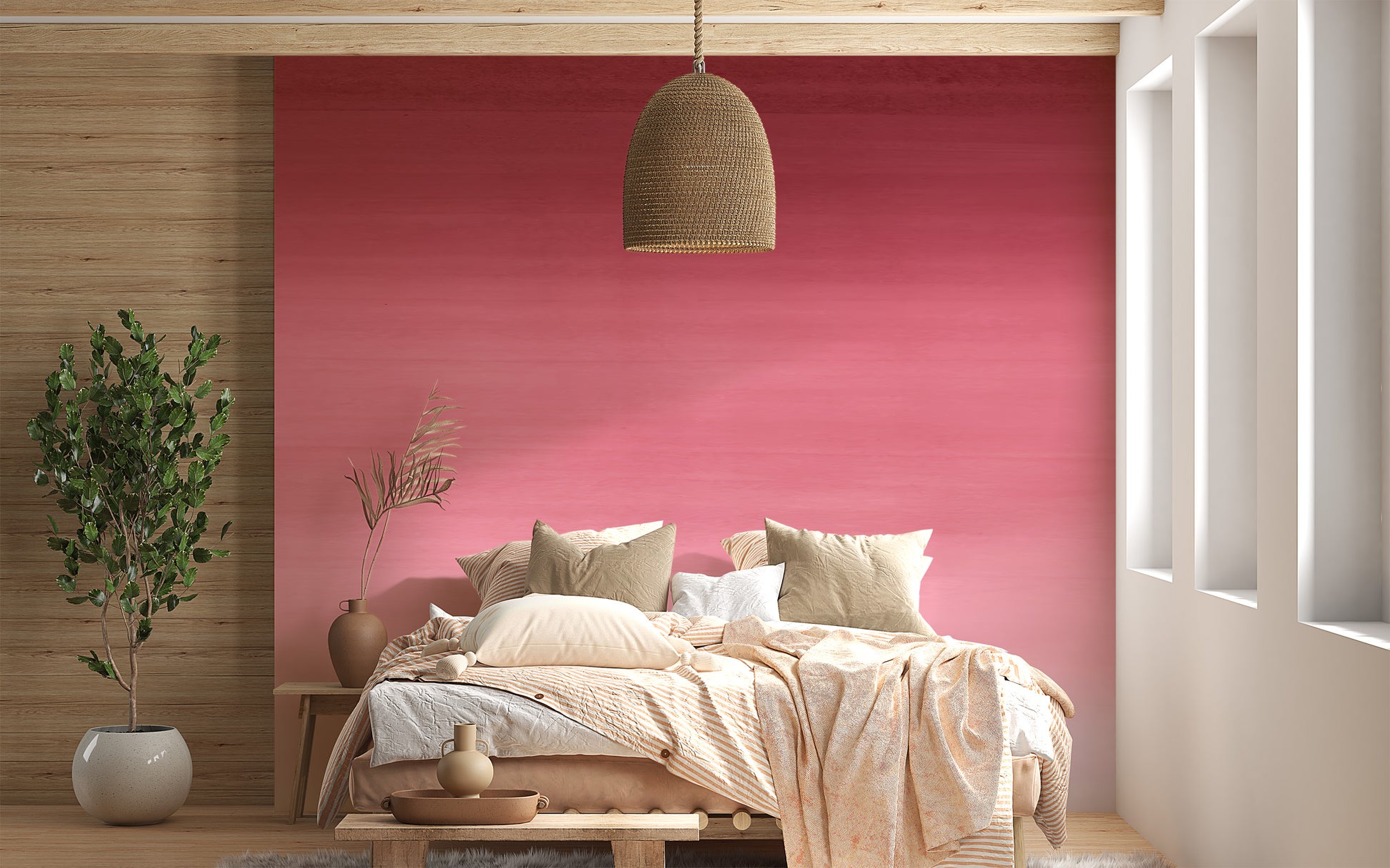 Stylish pink ombre mural for Barbie-themed decor