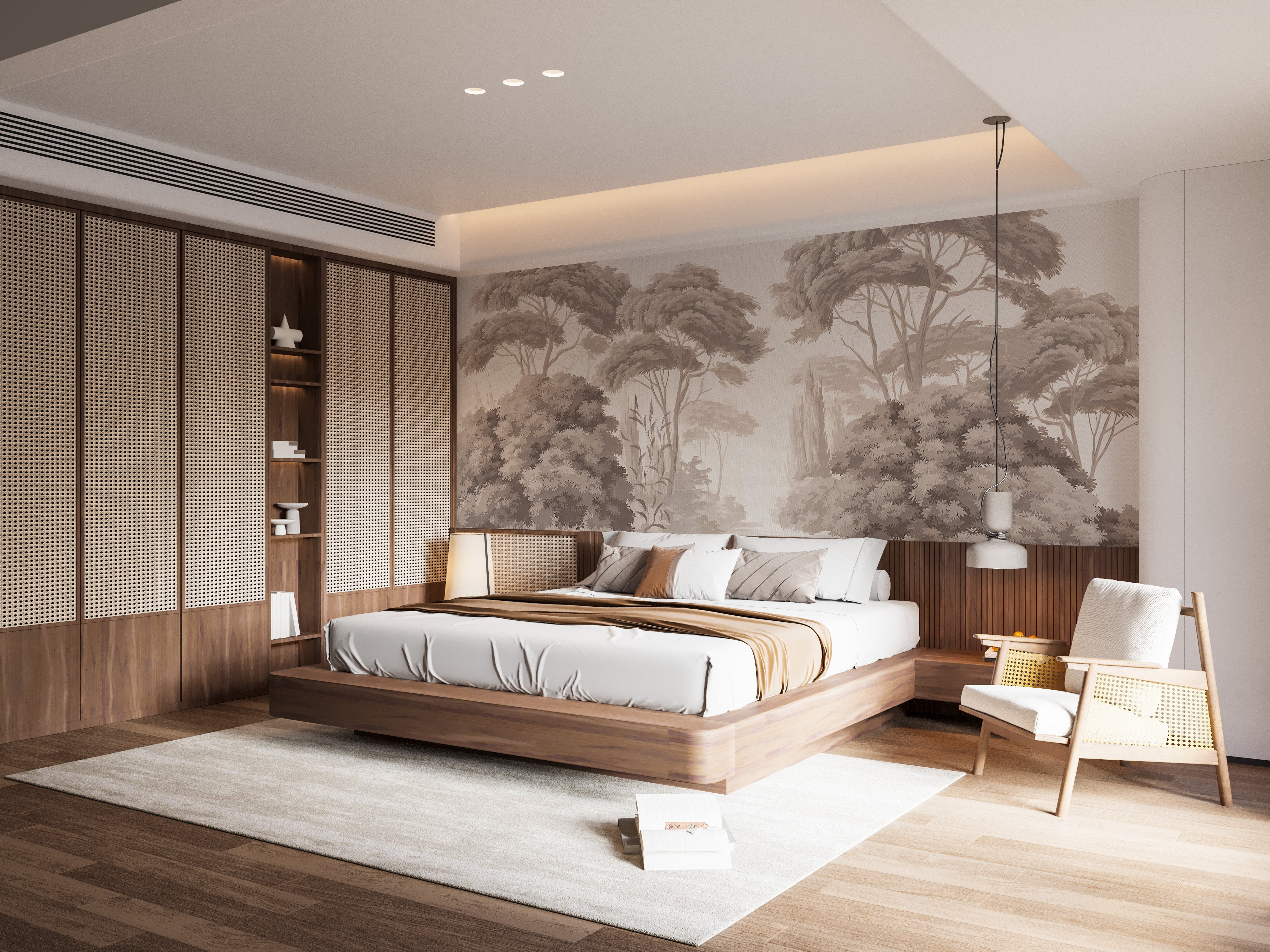 Elegant forest view mural with antique charm
