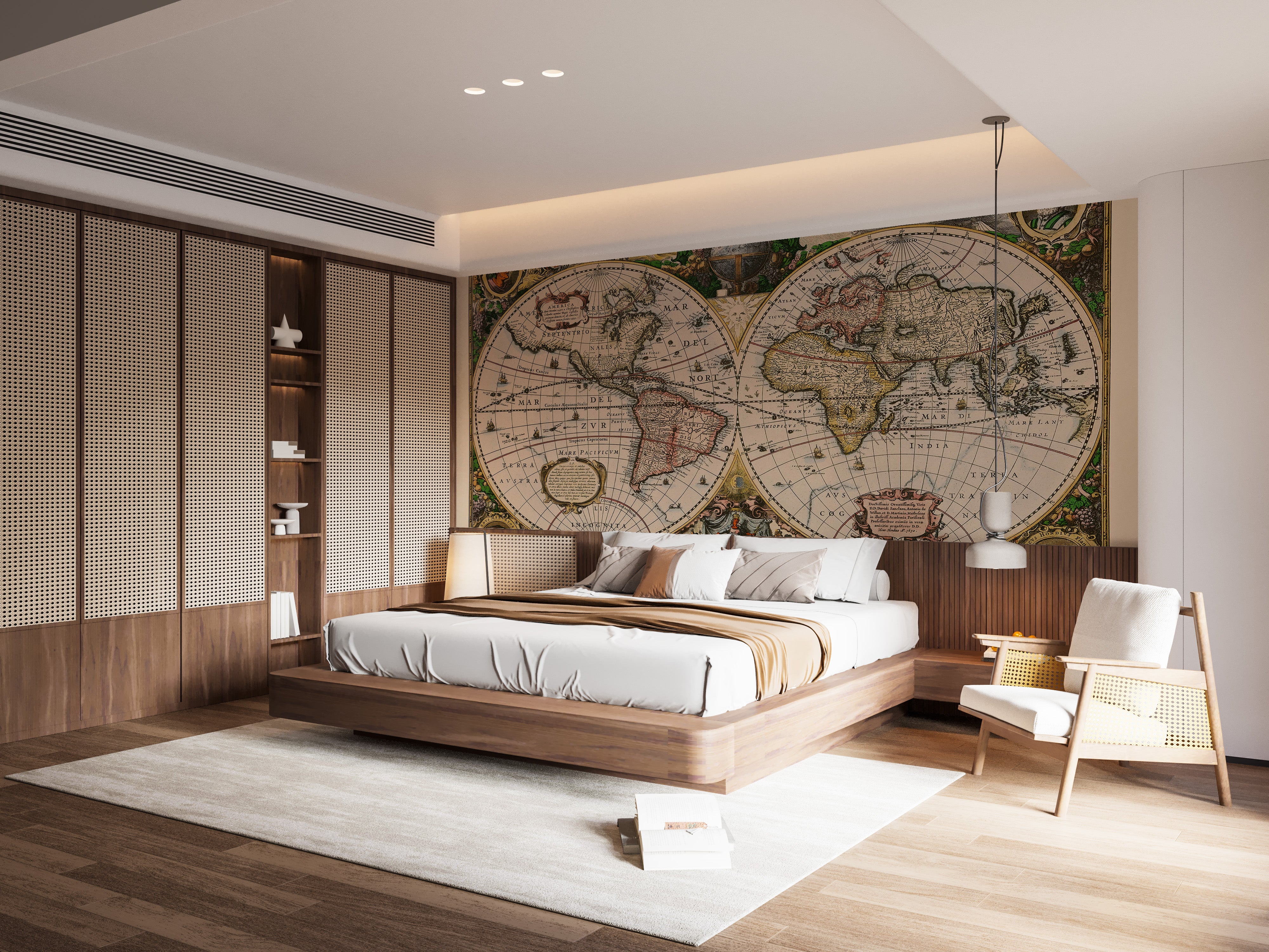 Classic vintage map wallpaper for interiors
