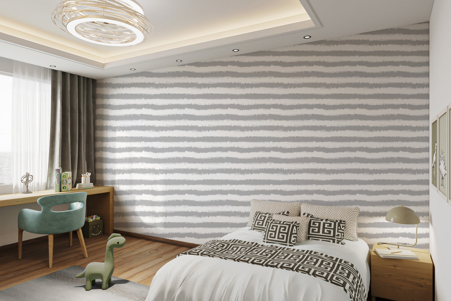 Grey Horizontal Stripes Wallpaper Mural