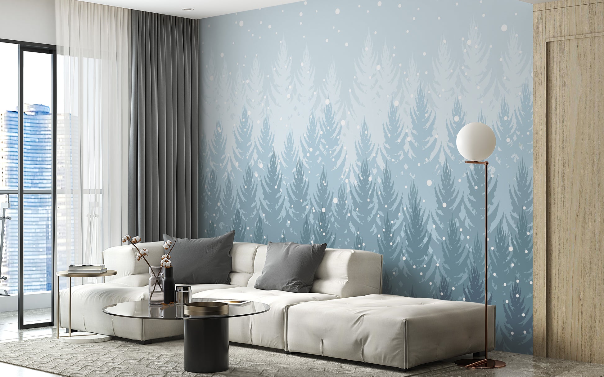 Tropical forest wallpaper showcasing winter hues
