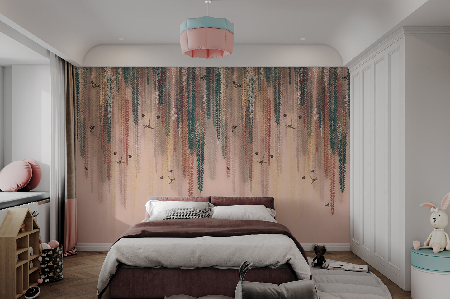 Colorful Leaves Hanging Wallpaper Mural