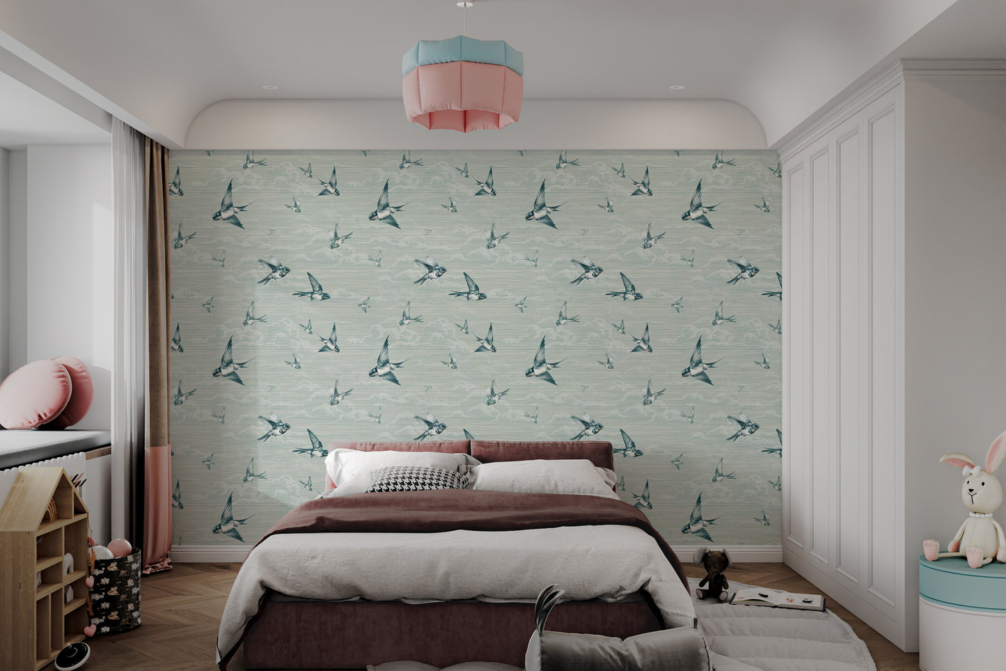 Peaceful Blue Birds Wallpaper Mural