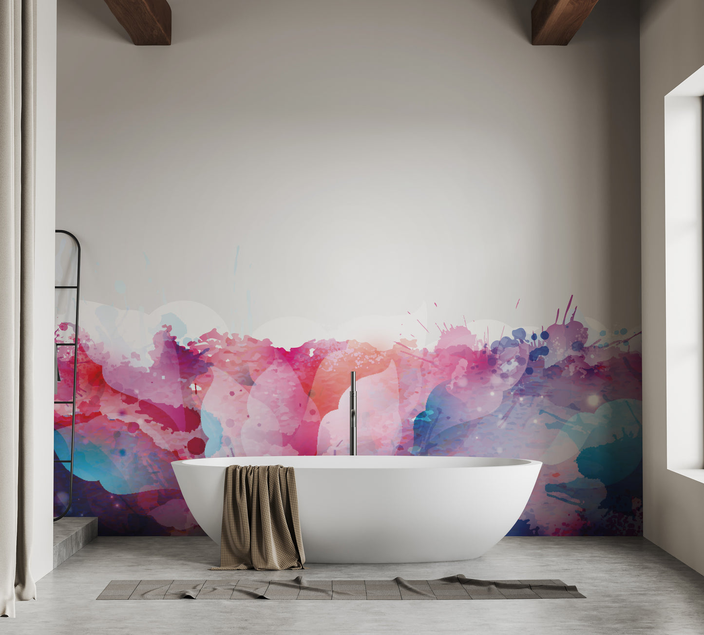 Artistic multi watercolor wallpaper mural
