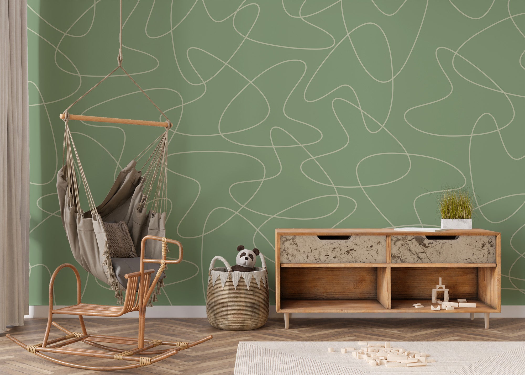 Elegant mid-century wall mural for homes
