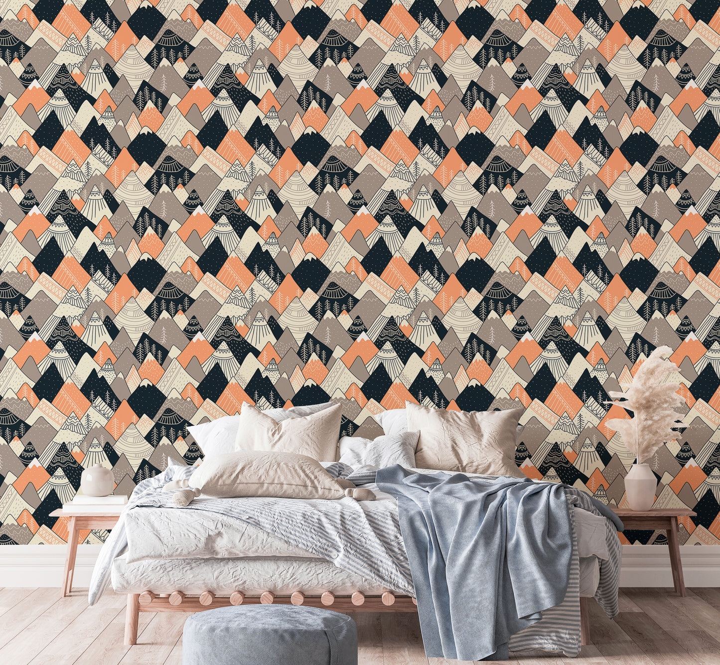 Seamless Pattern Mountains Scandinavian Wallpaper