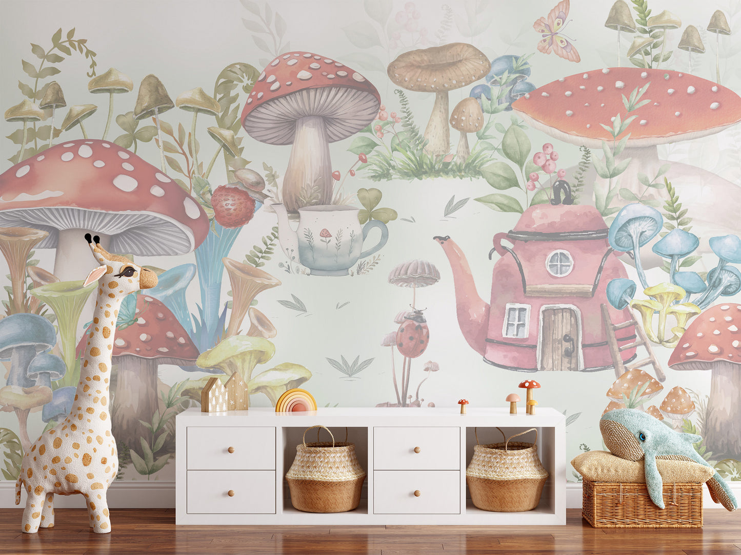 Mushroom Village Wallpaper Mural for Kids