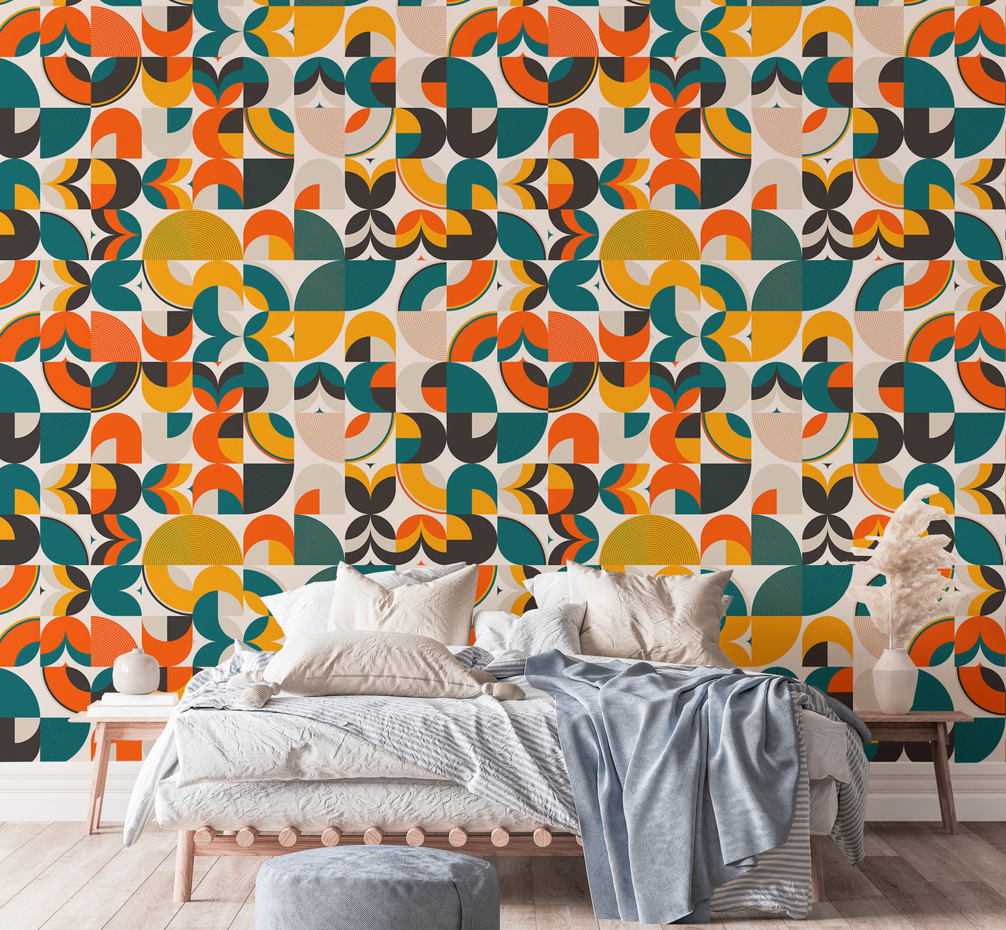 Abstract Vector Geometric Shapes Scandi Art Wallpaper