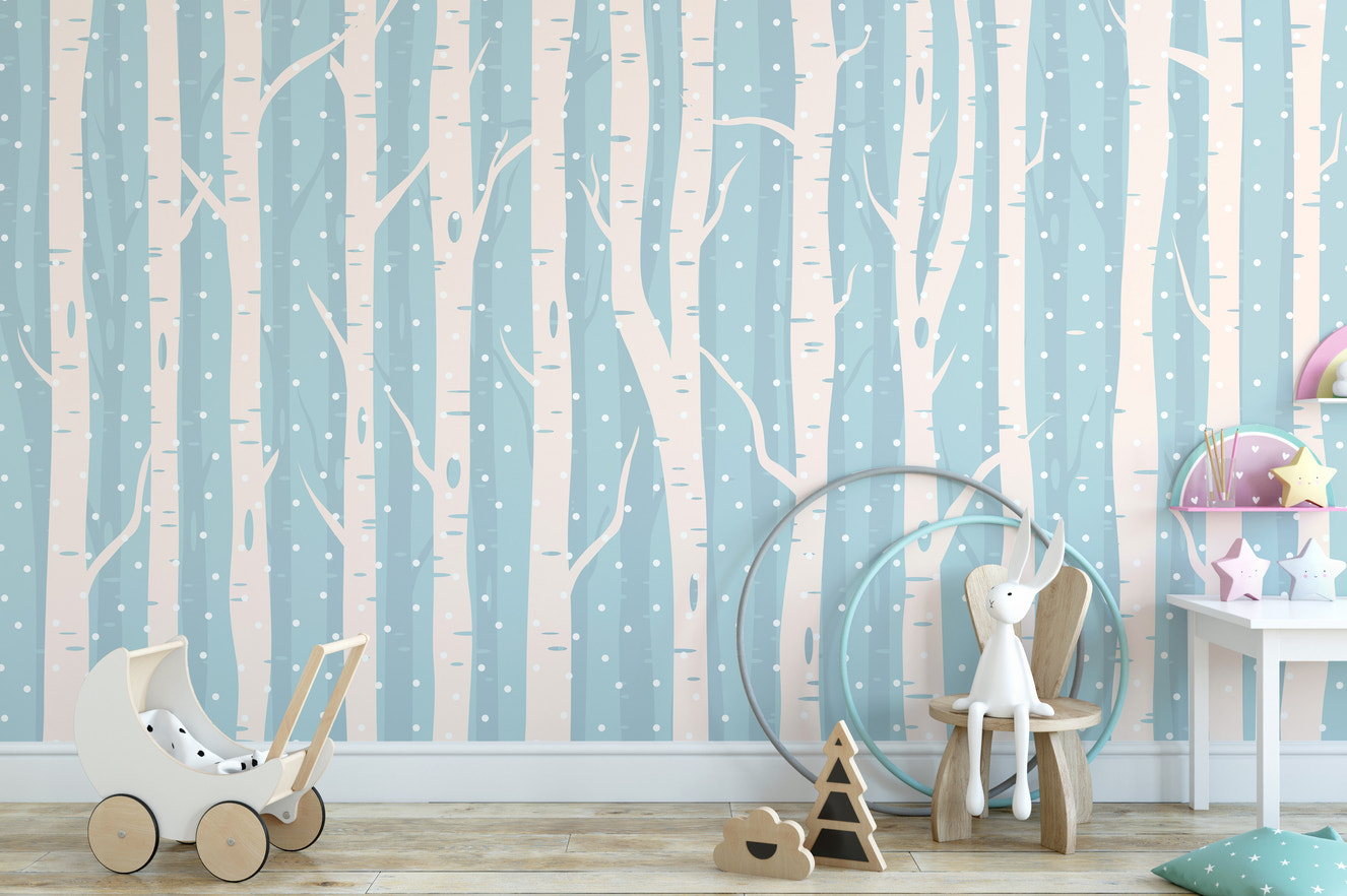 Frosty Blue Forest Scenic Wall Murals