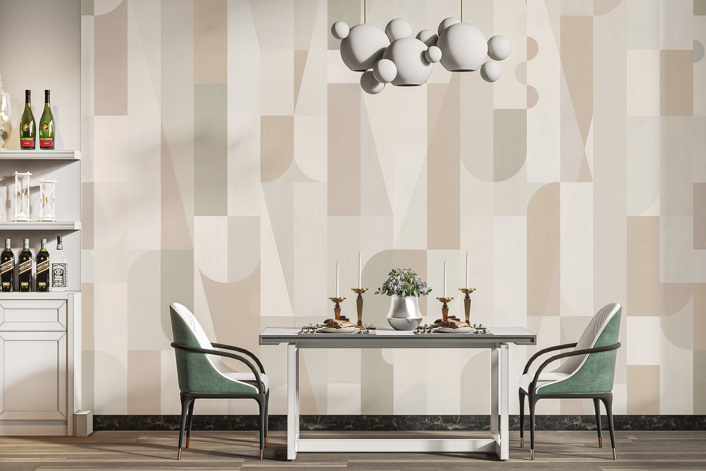 Geometric Sepia Wall Mural