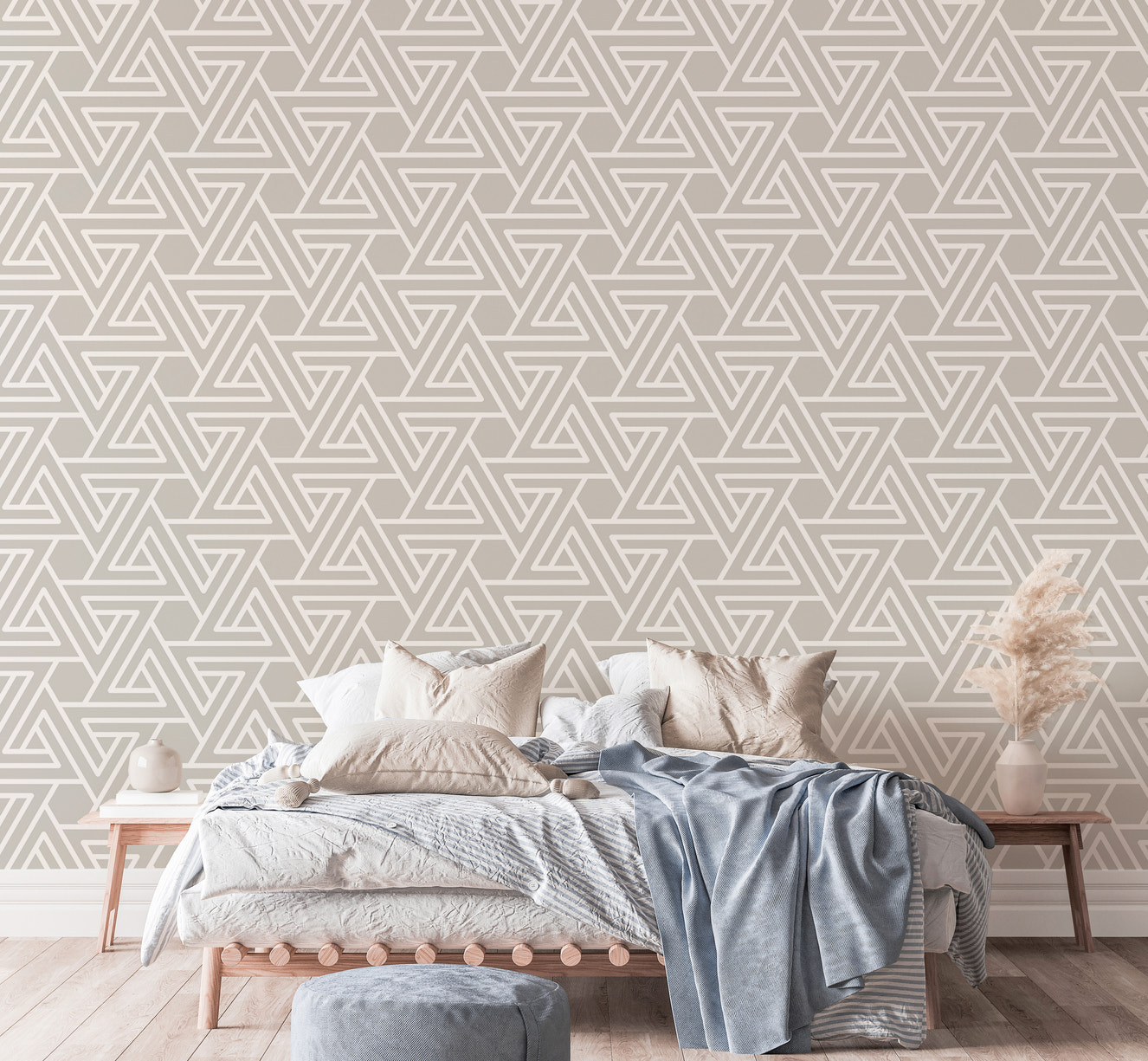 Abstract Simple Geometric White Line Wallpaper