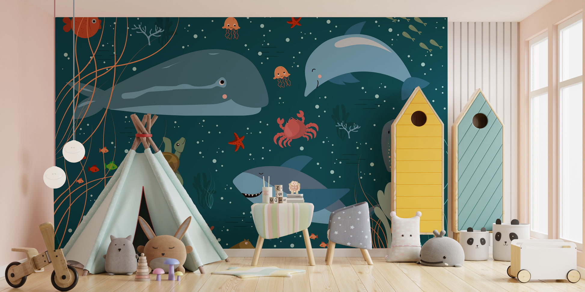 Ocean adventure kids mural wallpaper
