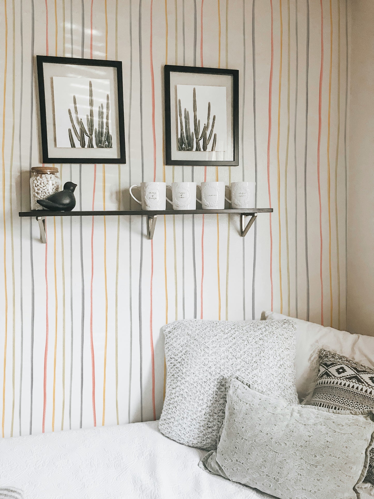 Pastel Colors Hand Drawn Striped Pattern Wallpaper