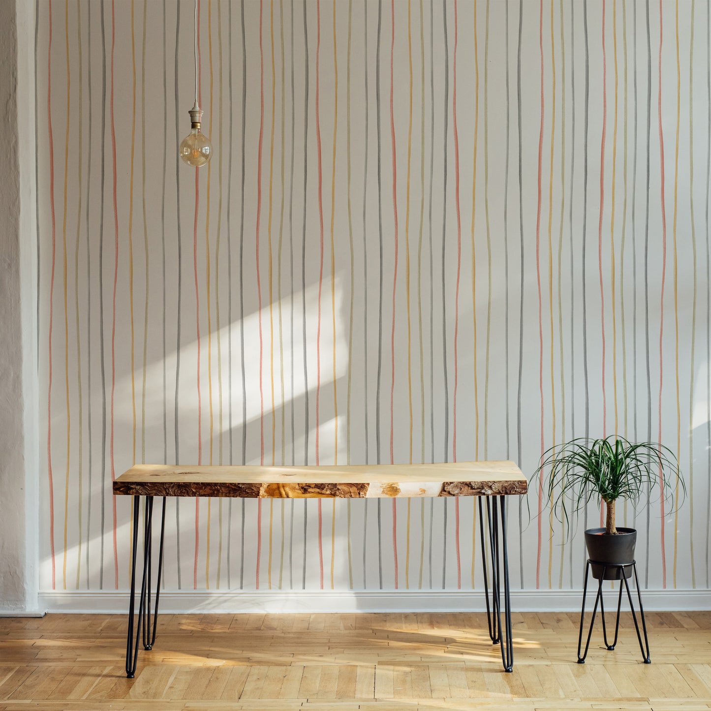 Pastel Colors Hand Drawn Striped Pattern Wallpaper