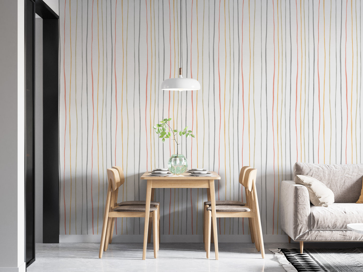 Pastel Colors Hand Drawn Striped Pattern Wallpaper