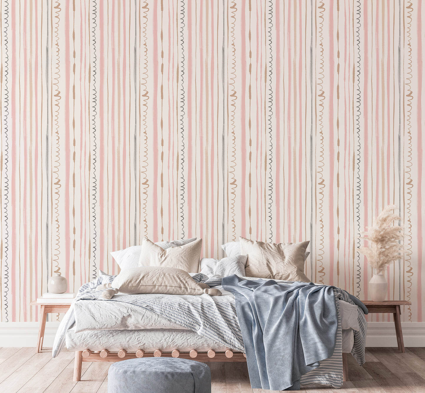 Seamless Pattern Vertical Lines Pink Wallpaper