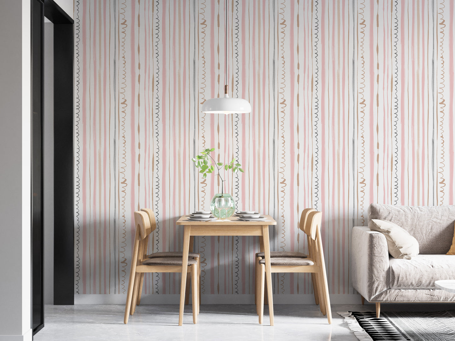 Seamless Pattern Vertical Lines Pink Wallpaper