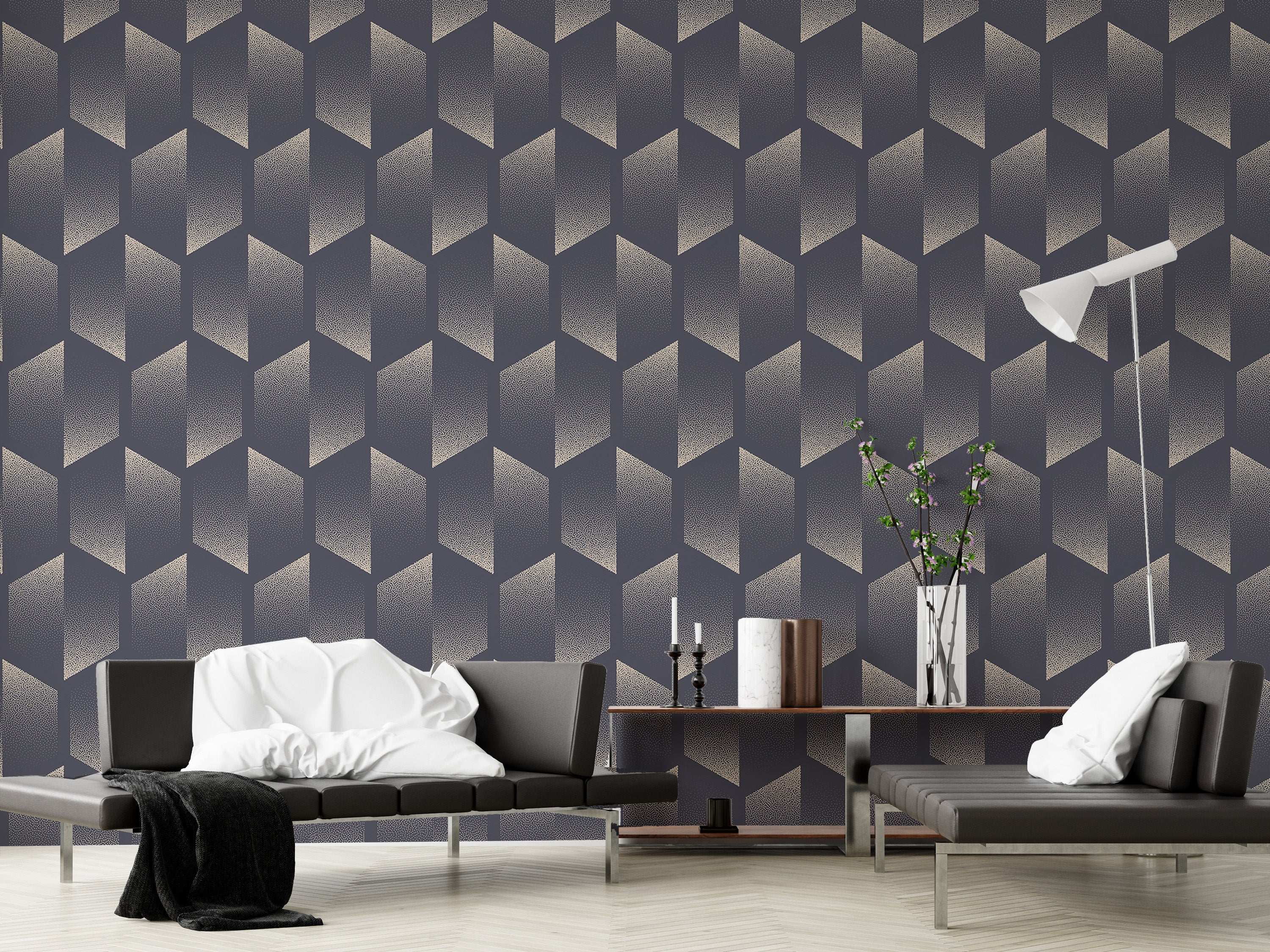 Classic split hexagon Deco wallpaper for walls.