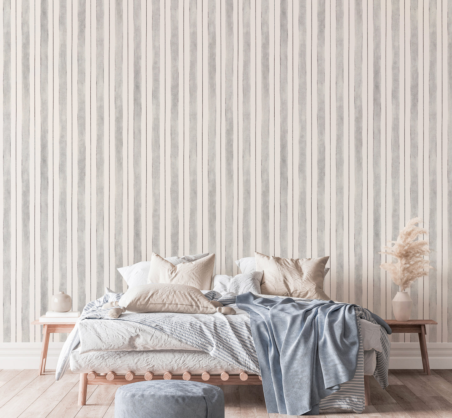 Grey and White Color Seamless Coordonne Wallpaper