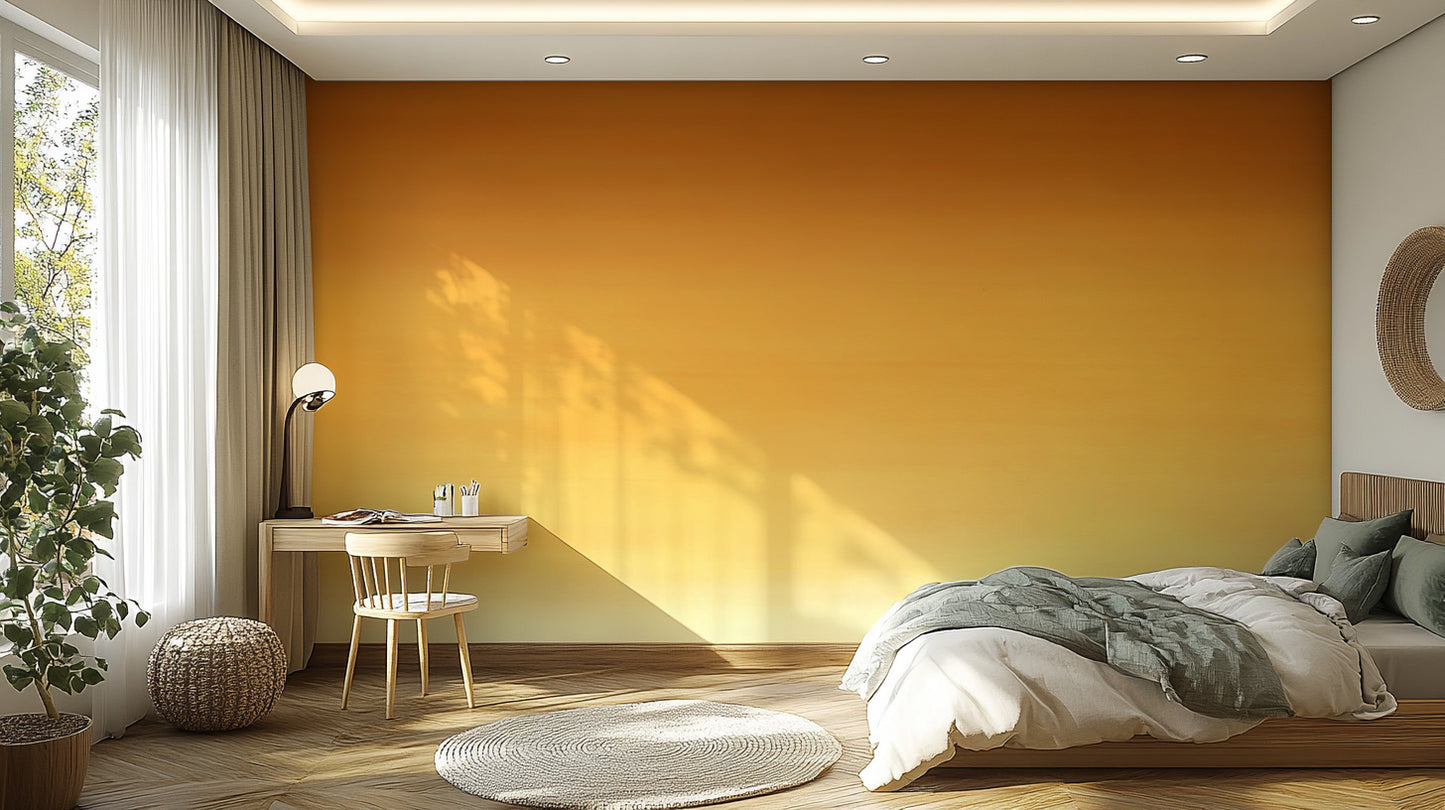 Modern honey ombre mural creating a cozy, warm ambiance
