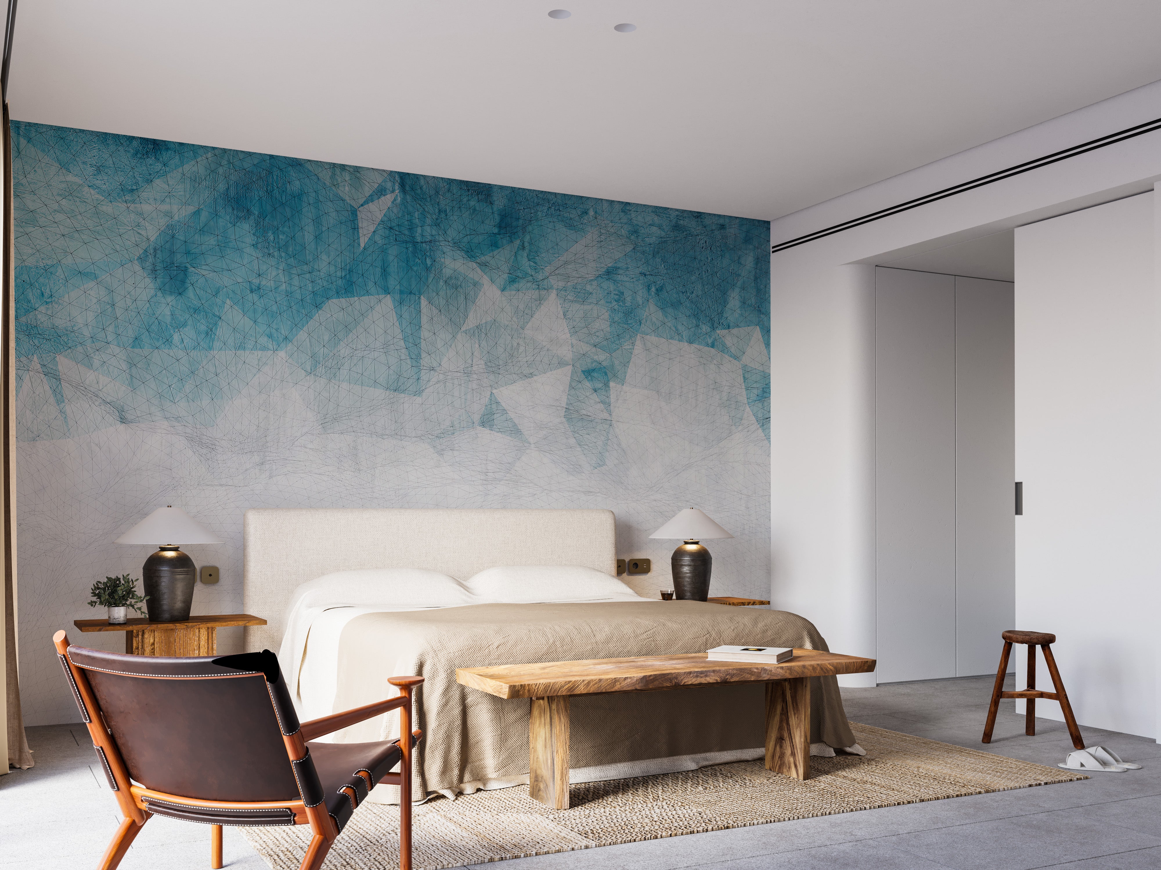 Weathered cobalt design mural