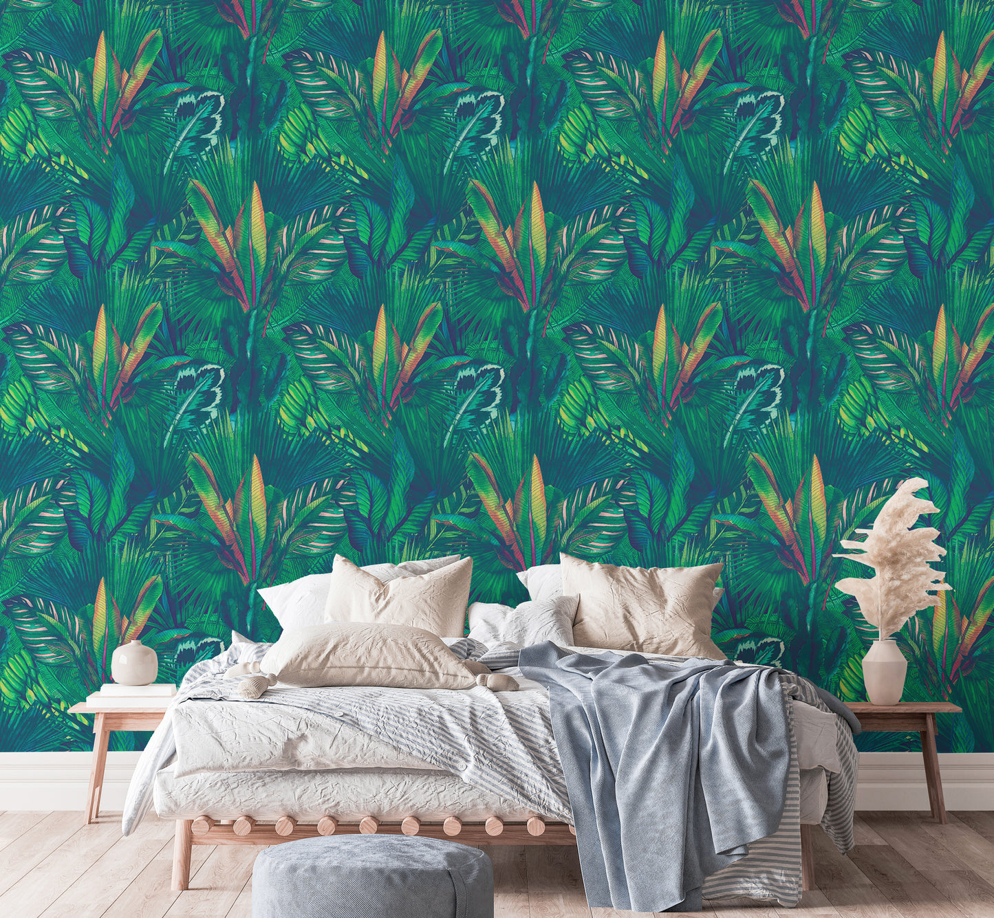 Hand Drawn Watercolor Tropical Leaves Wallpaper