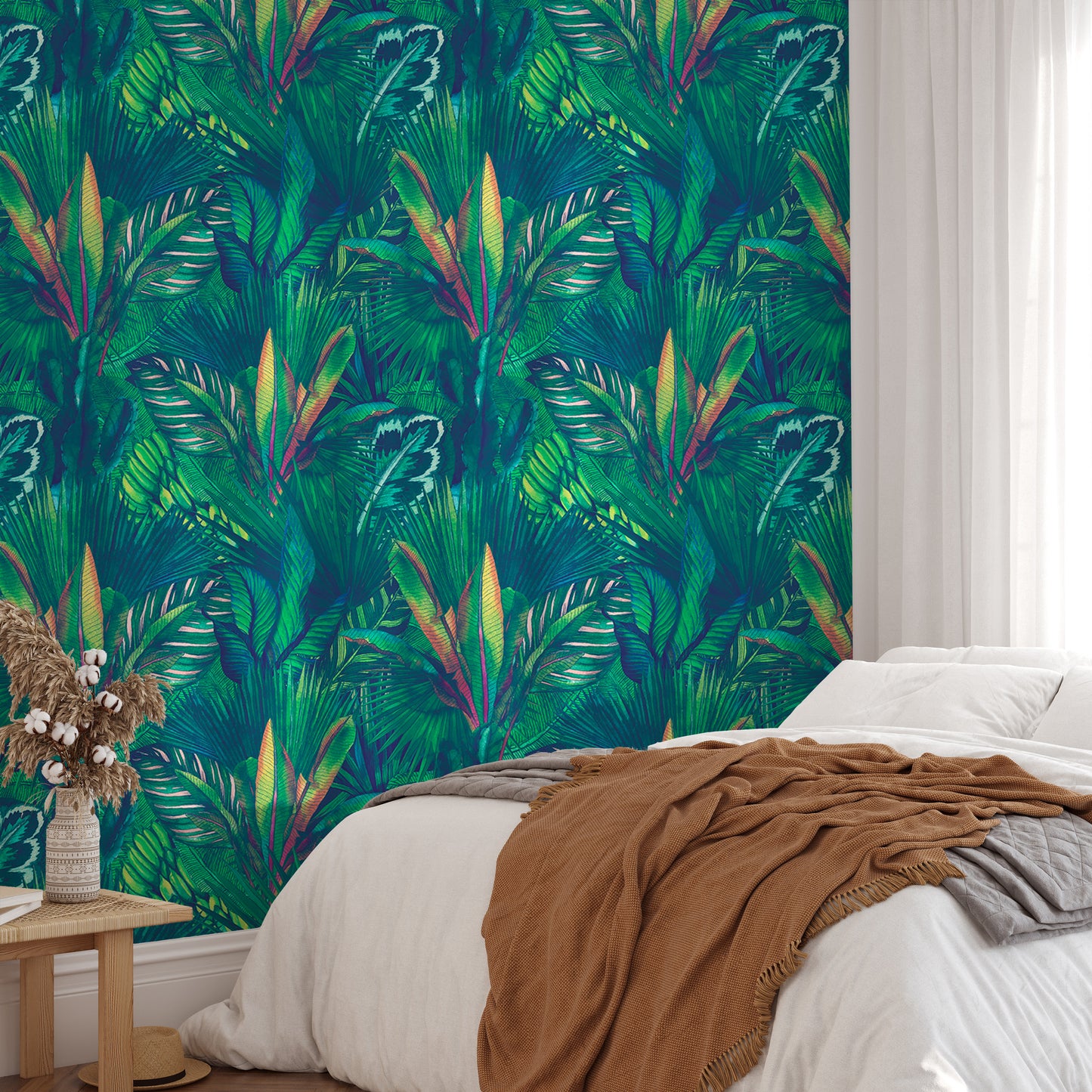 Hand Drawn Watercolor Tropical Leaves Wallpaper