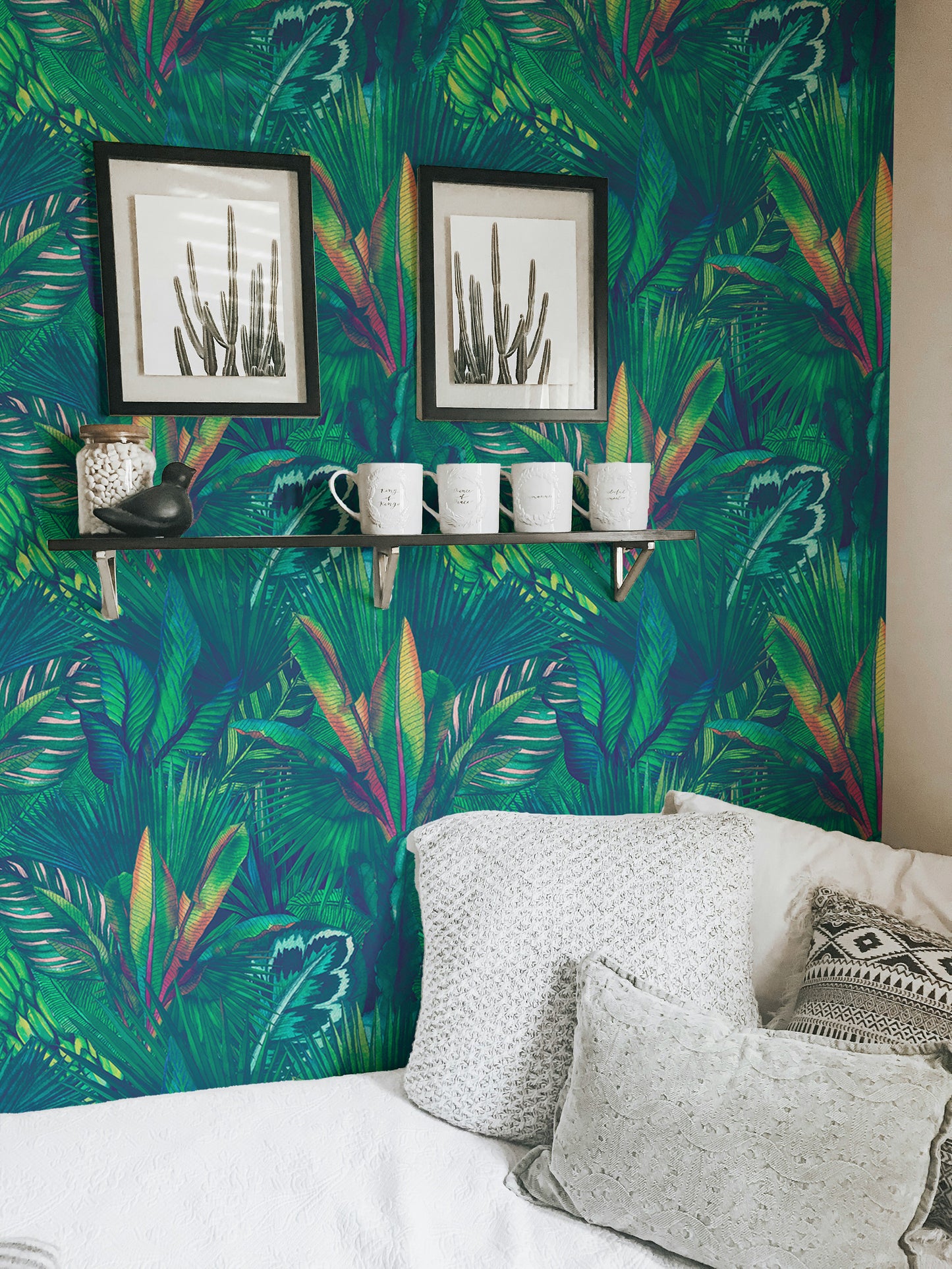 Hand Drawn Watercolor Tropical Leaves Wallpaper