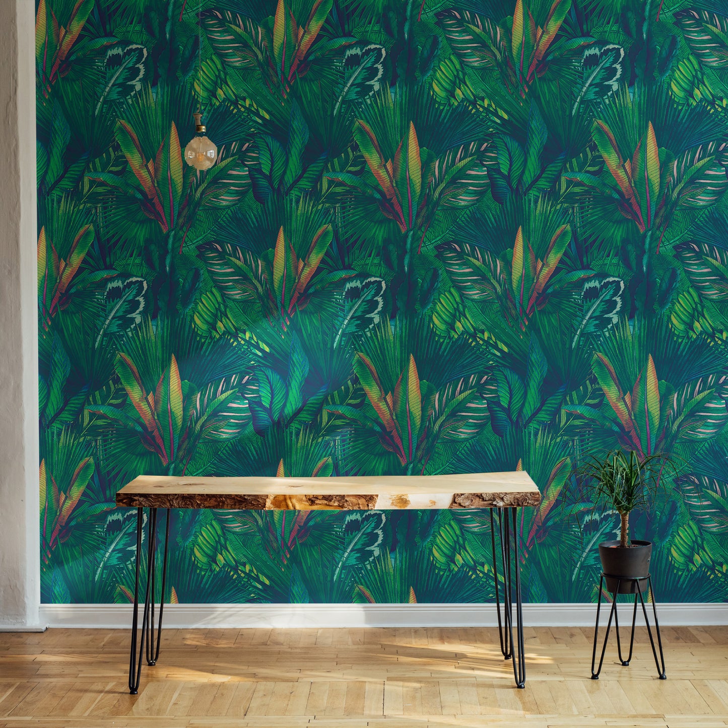 Hand Drawn Watercolor Tropical Leaves Wallpaper