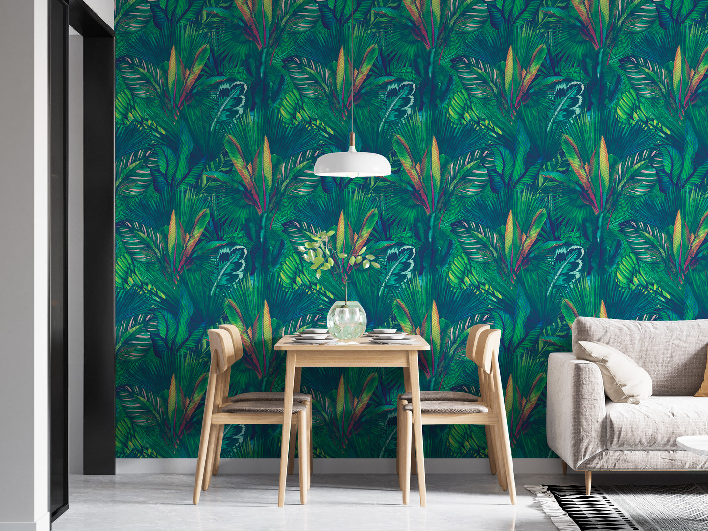 Hand Drawn Watercolor Tropical Leaves Wallpaper